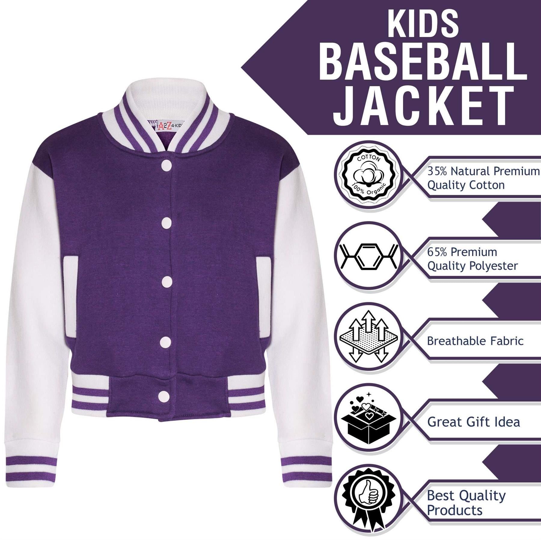 Kids Unisex Plain Baseball Jackets