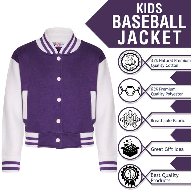 Kids Sweatshirt Varsity Jacket PURPLE/WHITE -  UK
