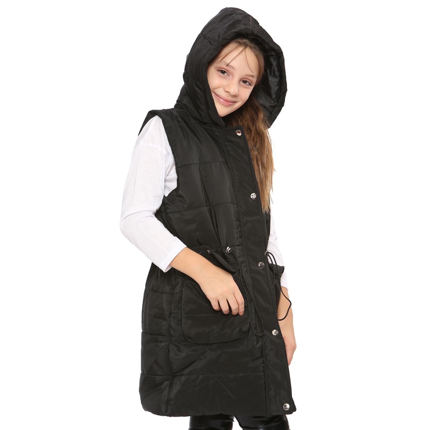 Kids Girls Oversized Gilet Long Line Style Jacket