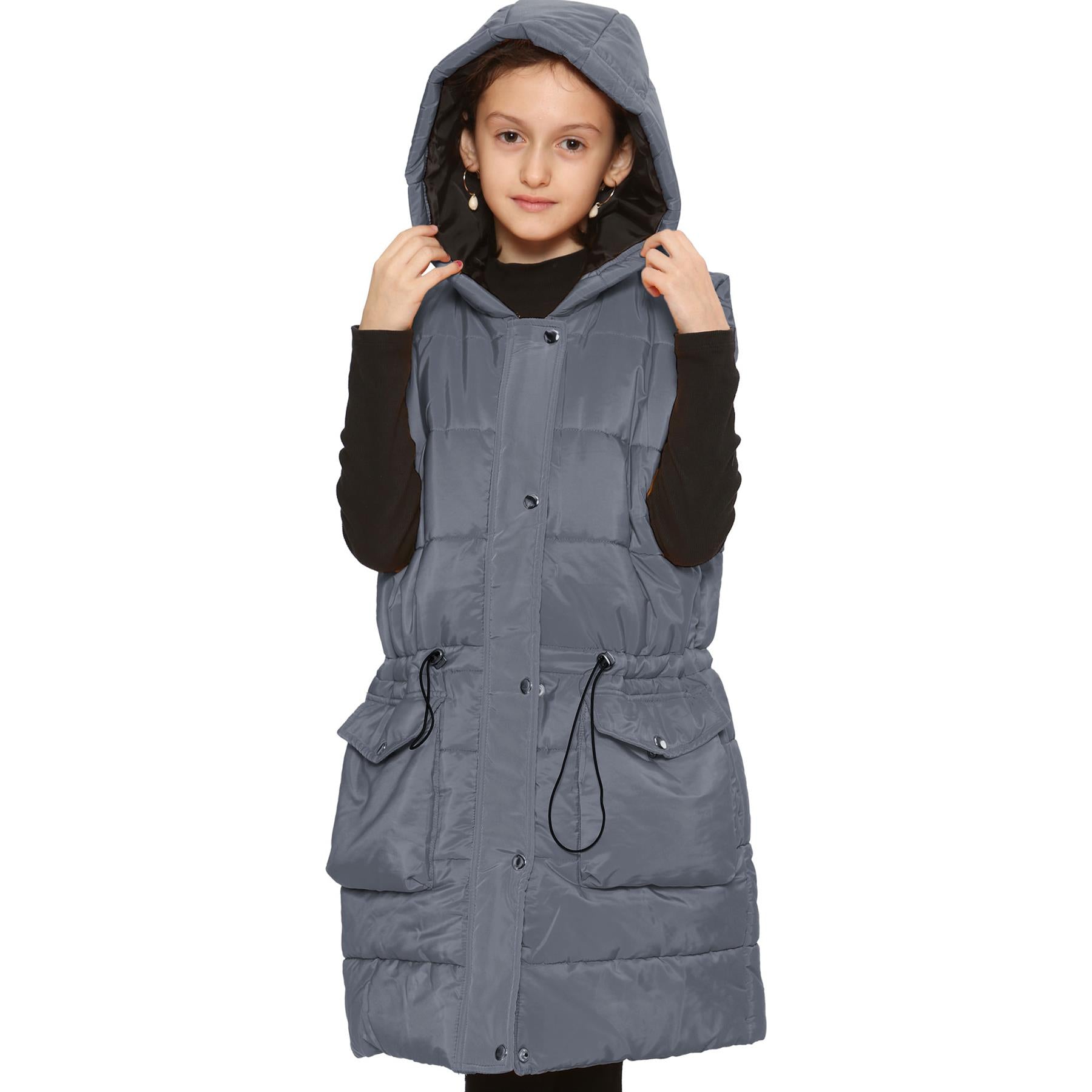 Kids Girls Oversized Gilet Long Line Style Jacket