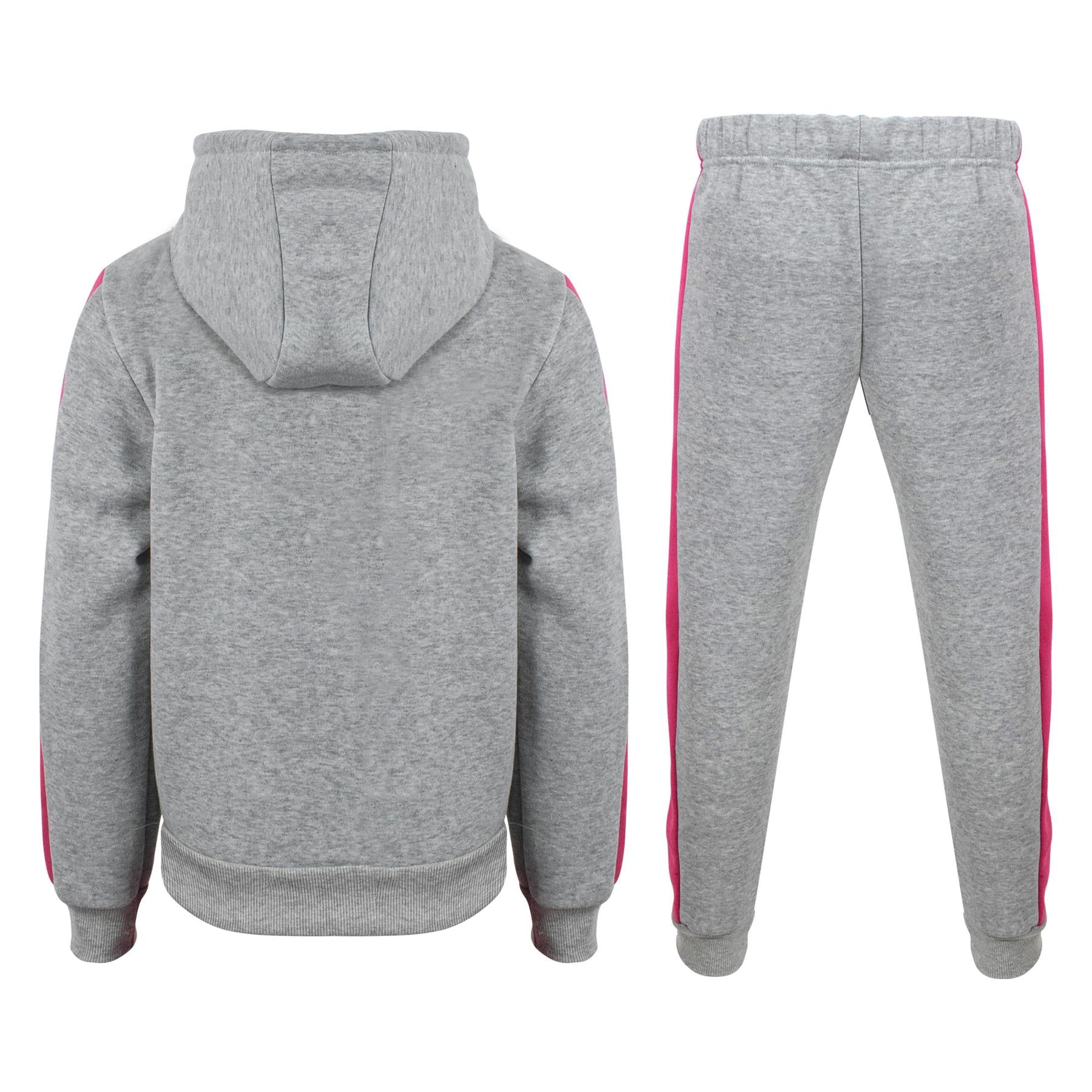 Kids Girls Love Tracksuit Fleece Zipper Hoodie Trouser 2 Piece Suit