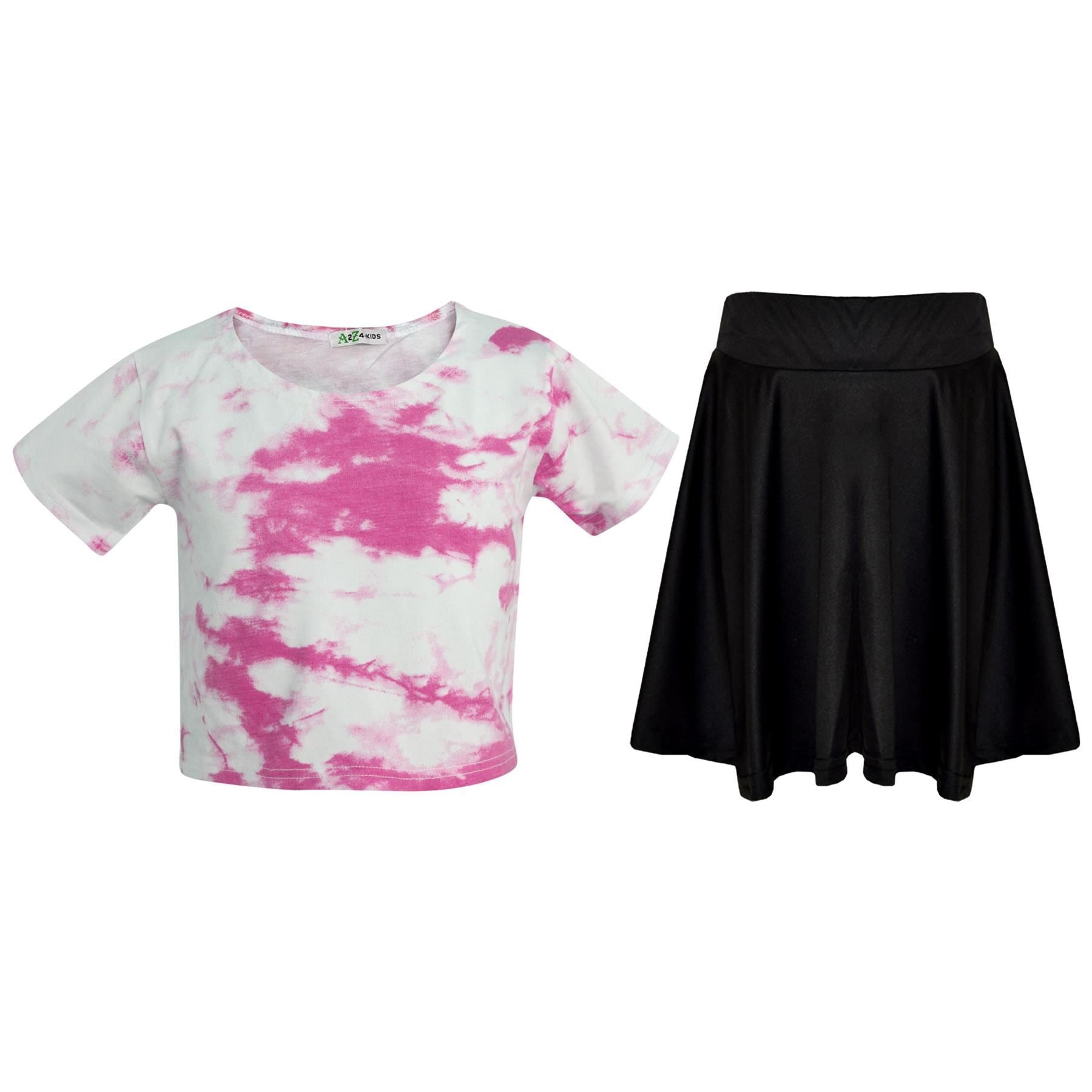 Kids Girls Tie Dye Print Crop & Skirt Set