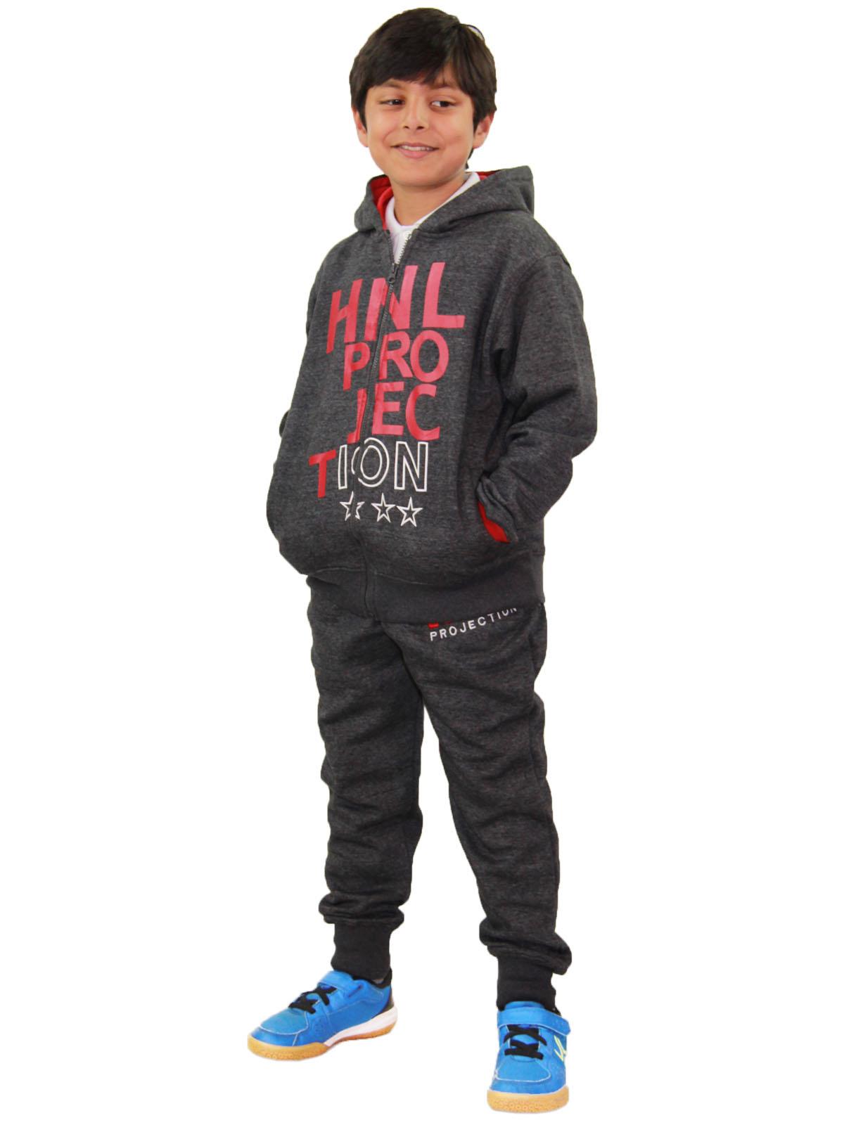 Boys Girls HNL Projection Print Red Hoodie Tracksuit