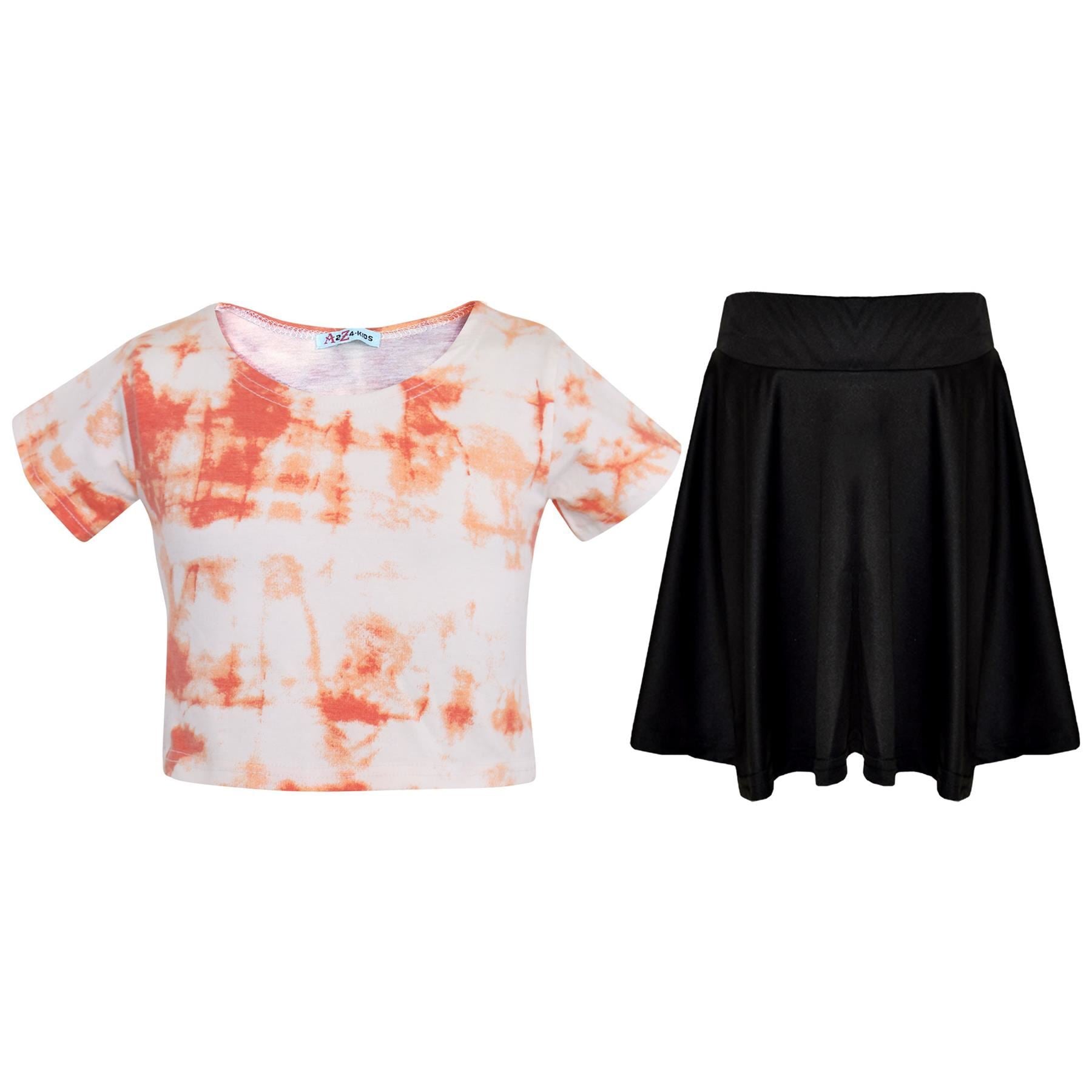 Girls Tie Dye Print Crop & Skirt Set