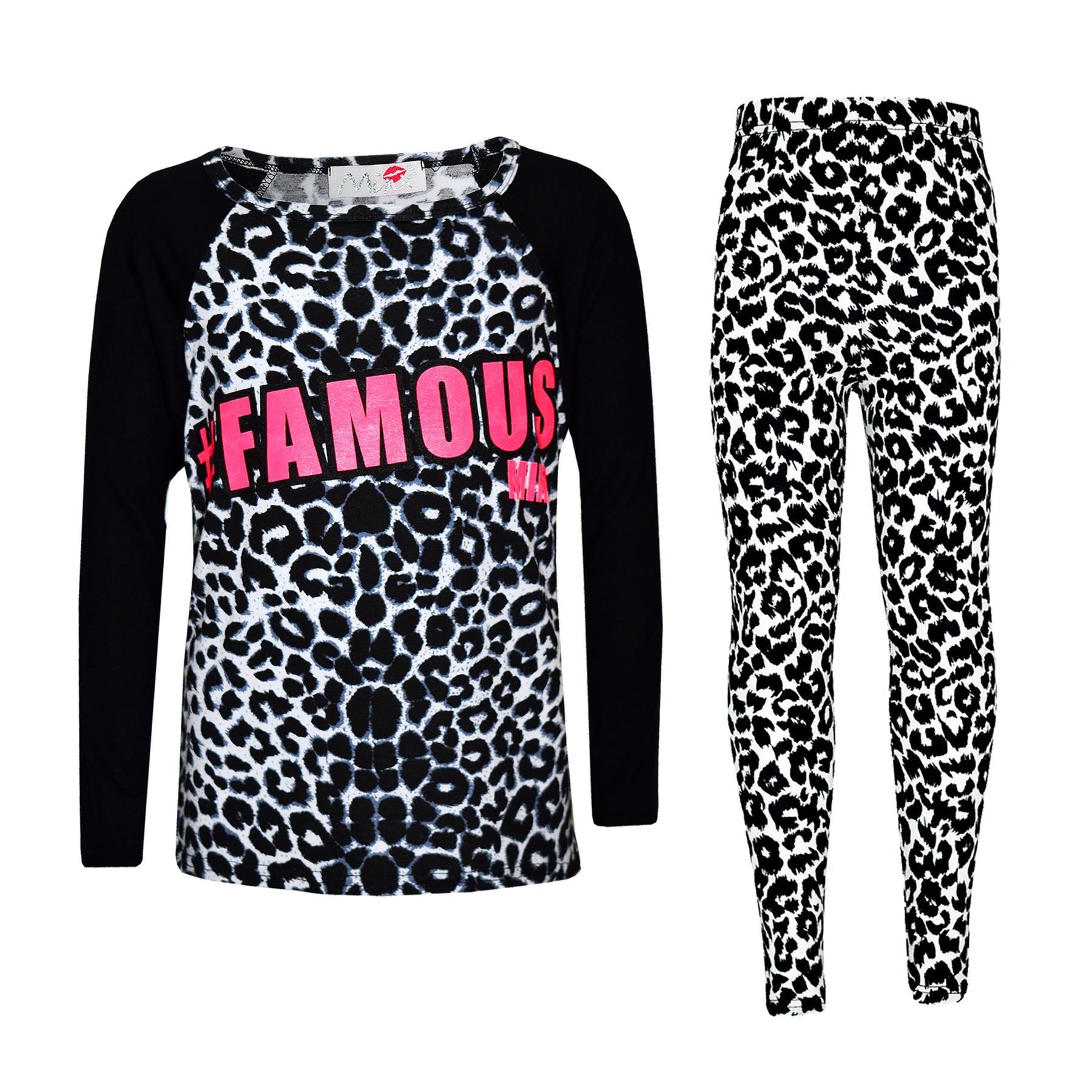 Kids Girls Famous Printed Stylish Top & Legging Set