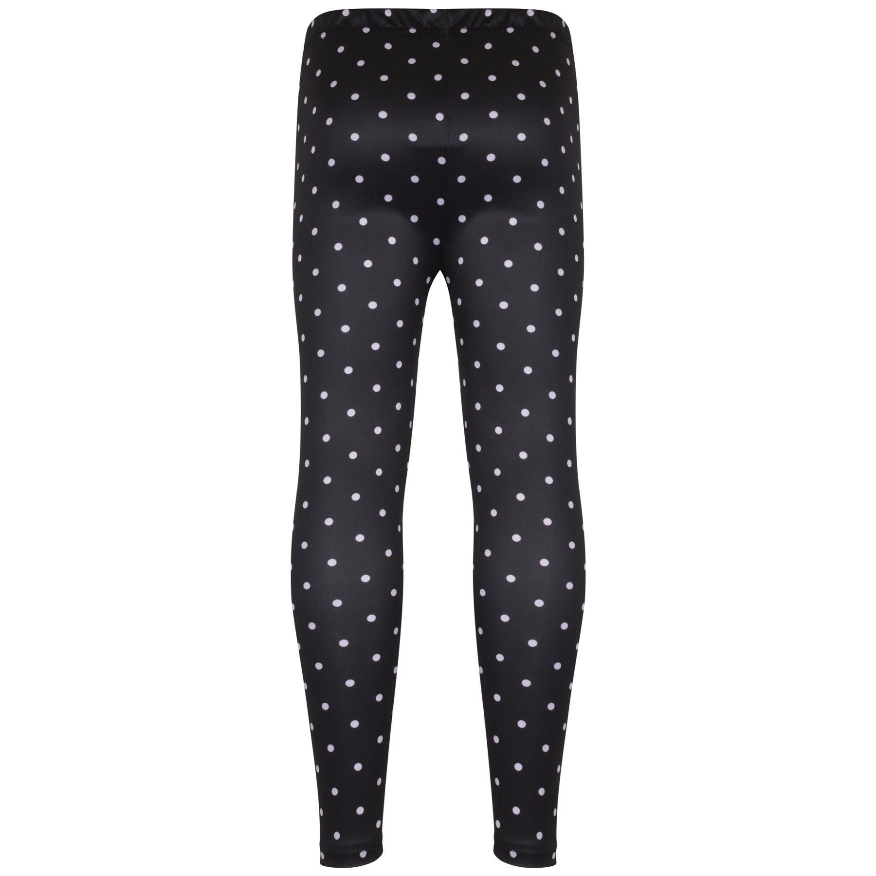 Girls Spotty Print Black Soft Stretchy Fashion Leggings