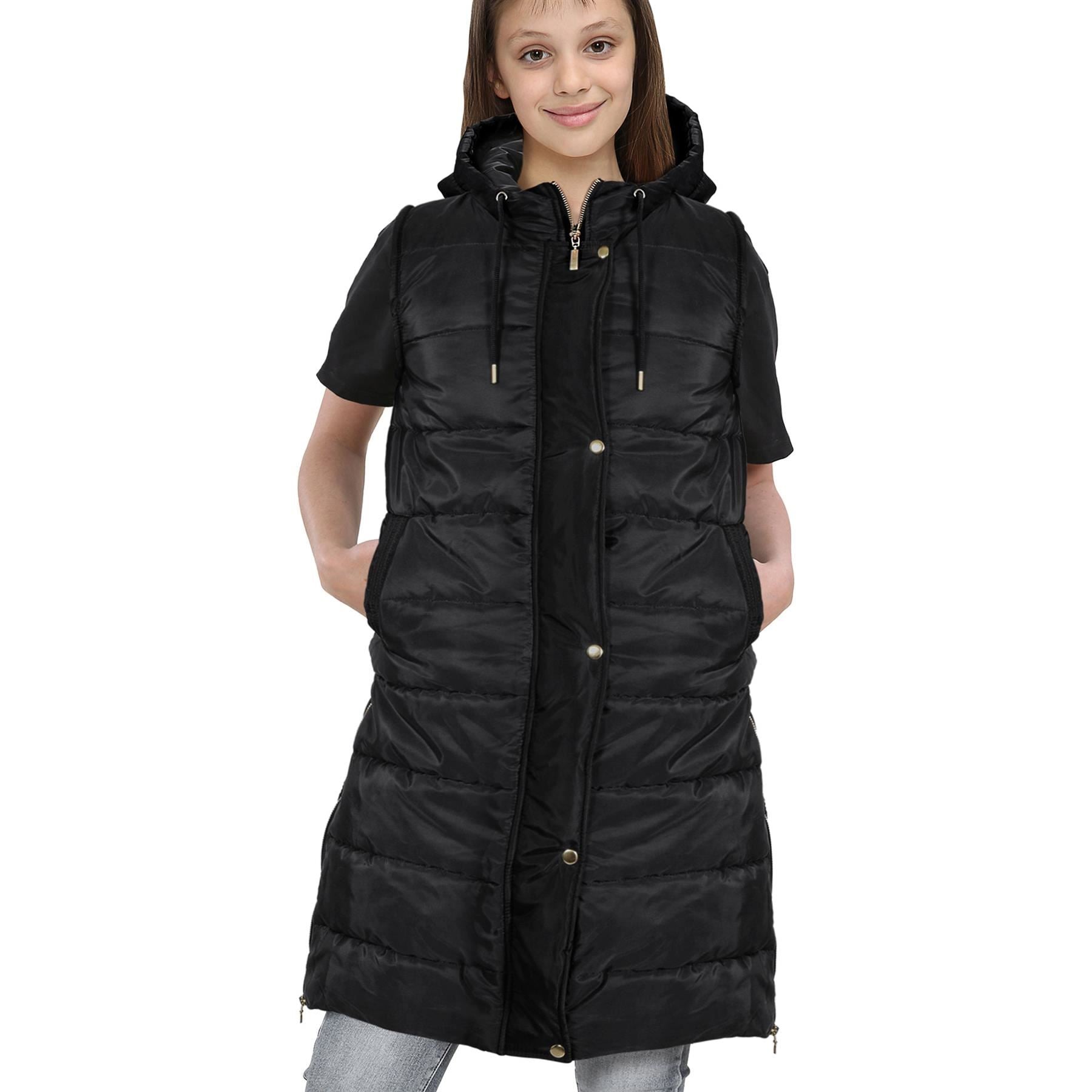 Girls Oversized Black Gilet Long Line Jacket Coat - Kids Clothing Store