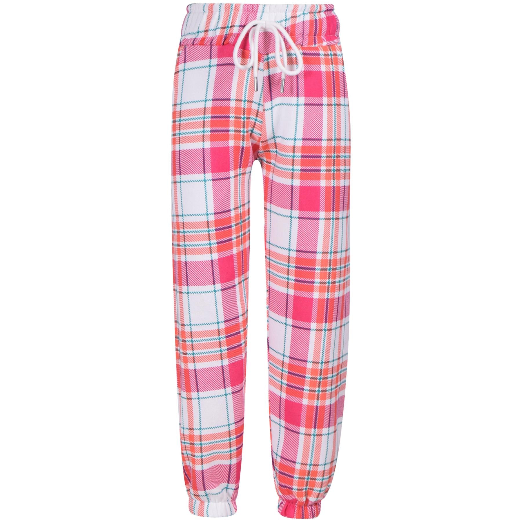 Girls Pink Check Print Cropped Hooded Tracksuit