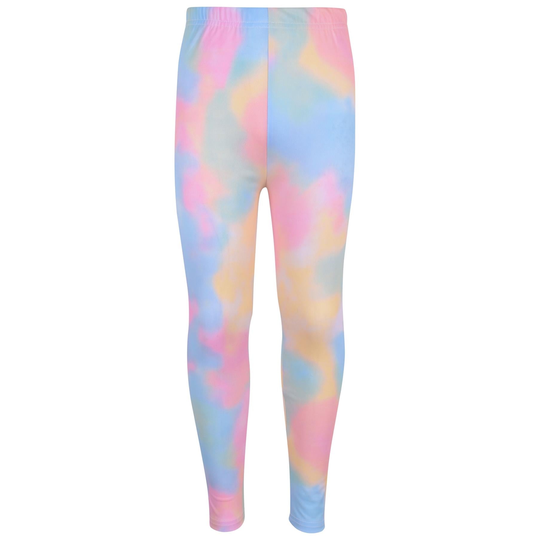 Girls Tie Dye Print Rainbow Soft Stretchy Fashion Leggings