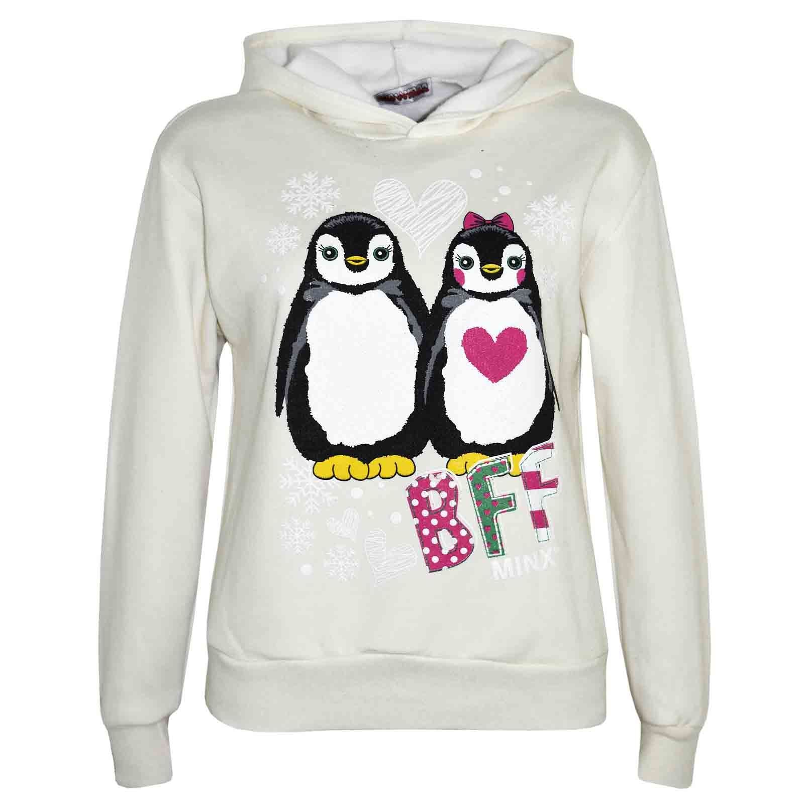 Kids Girls Boys Christmas Sweater Penguin BFF Print