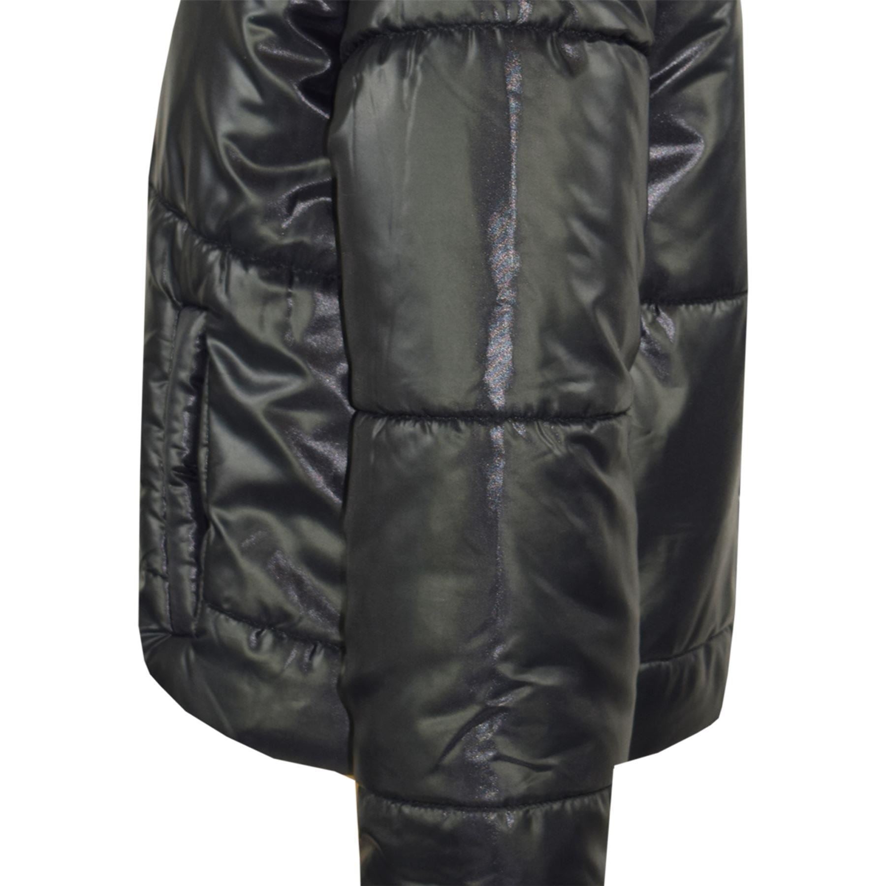 Girls Black Wetlook Padded Quilted Puffer Jacket - Kids Clothing Store