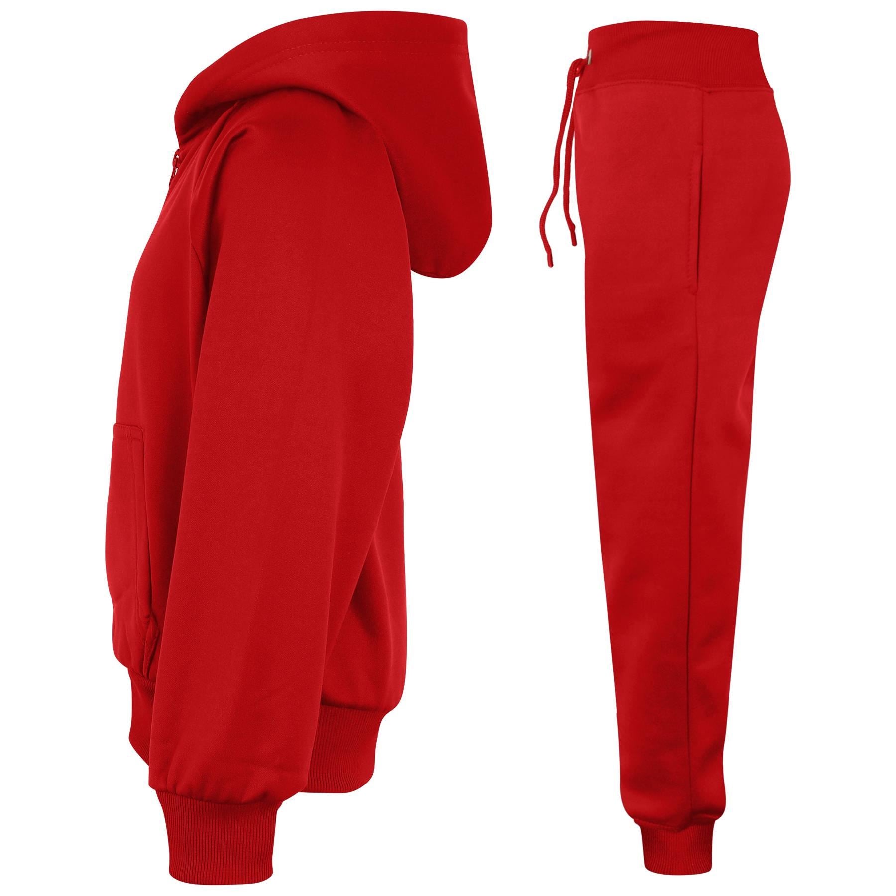 Girls Boys Plain Hooded Tracksuit