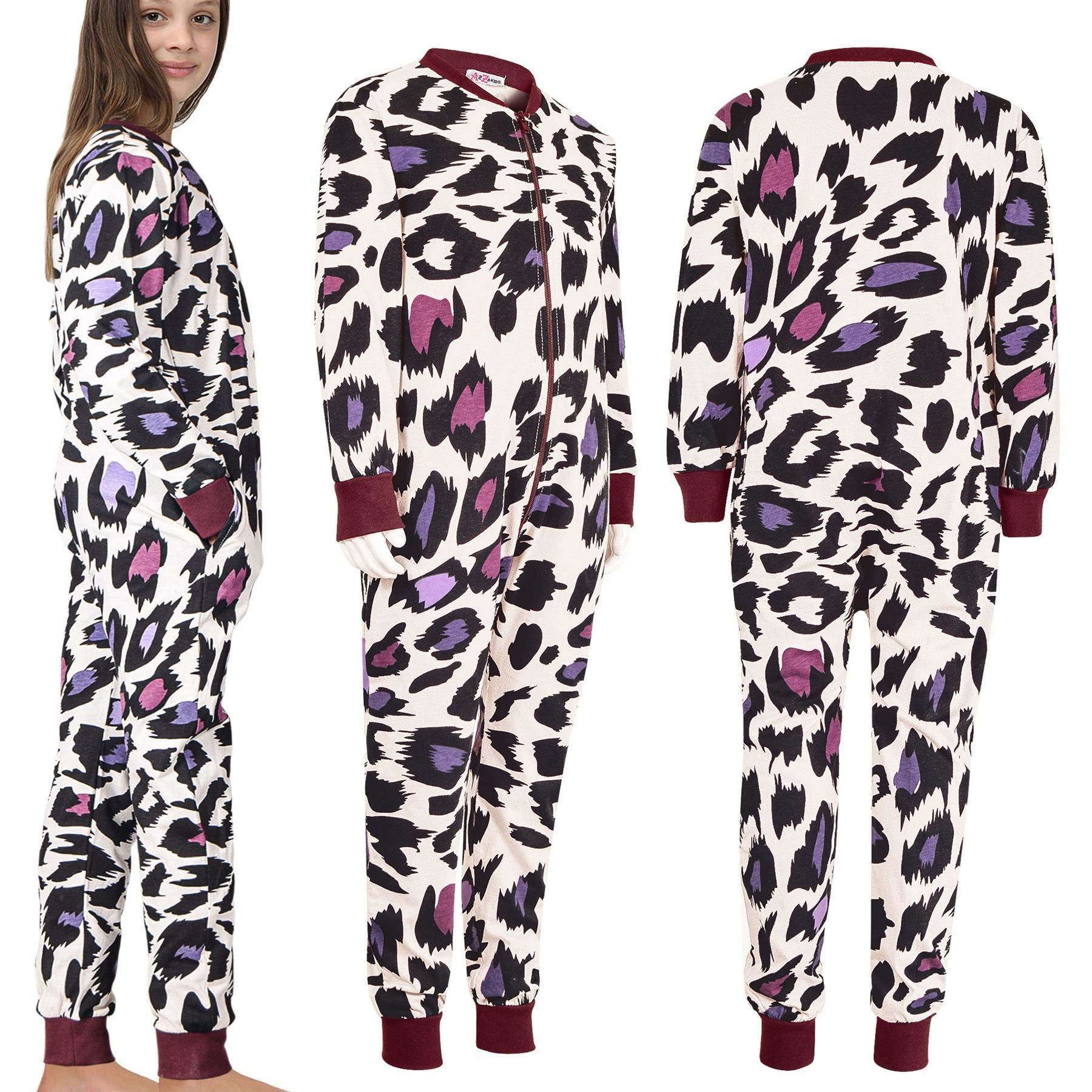 Kids Girls 100% Cotton White Leopard Print Onesie