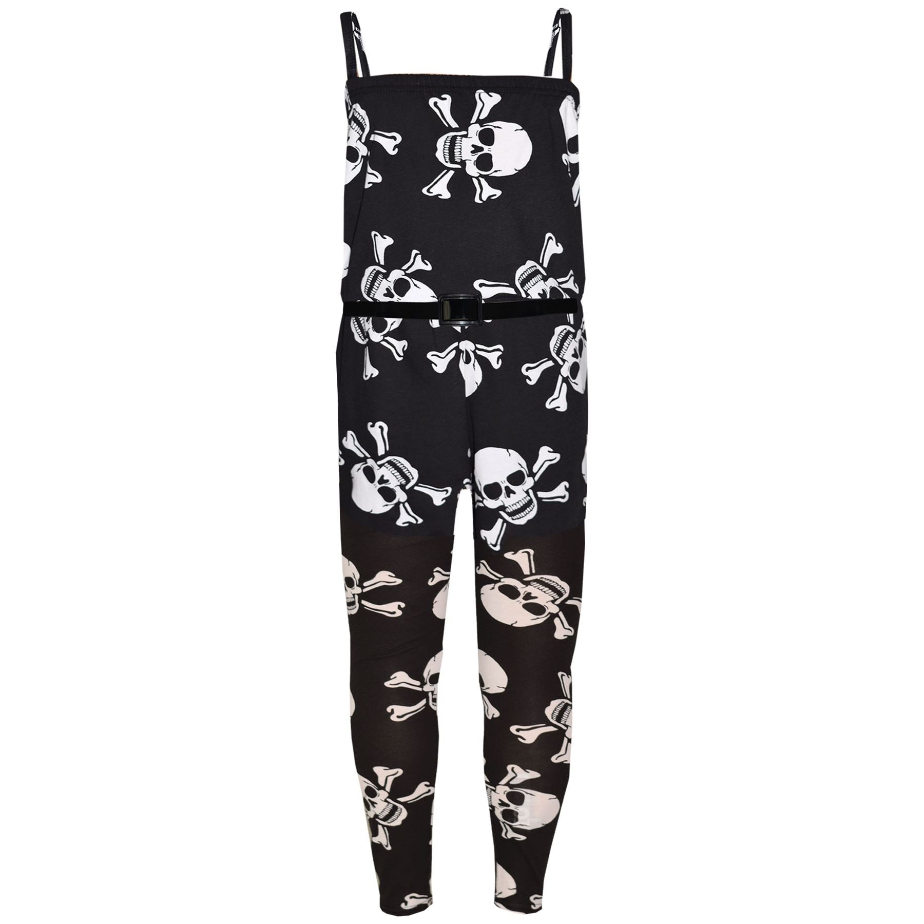 Girls Halloween Jumpsuit Skull Print Playsuit