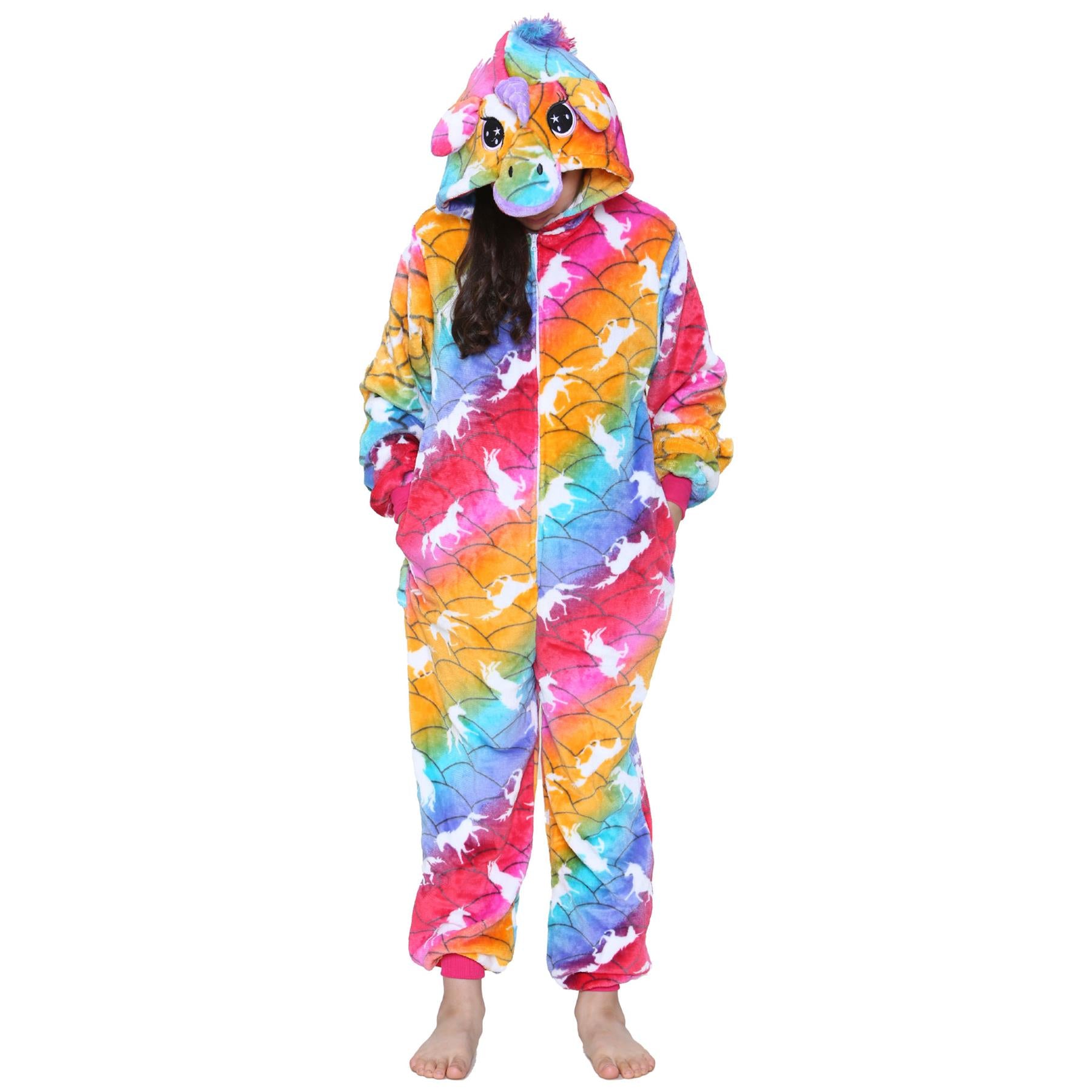 Kids Girls A2Z Onesie One Piece Unicorn Rainbow Pyjamas World Book Day Costume