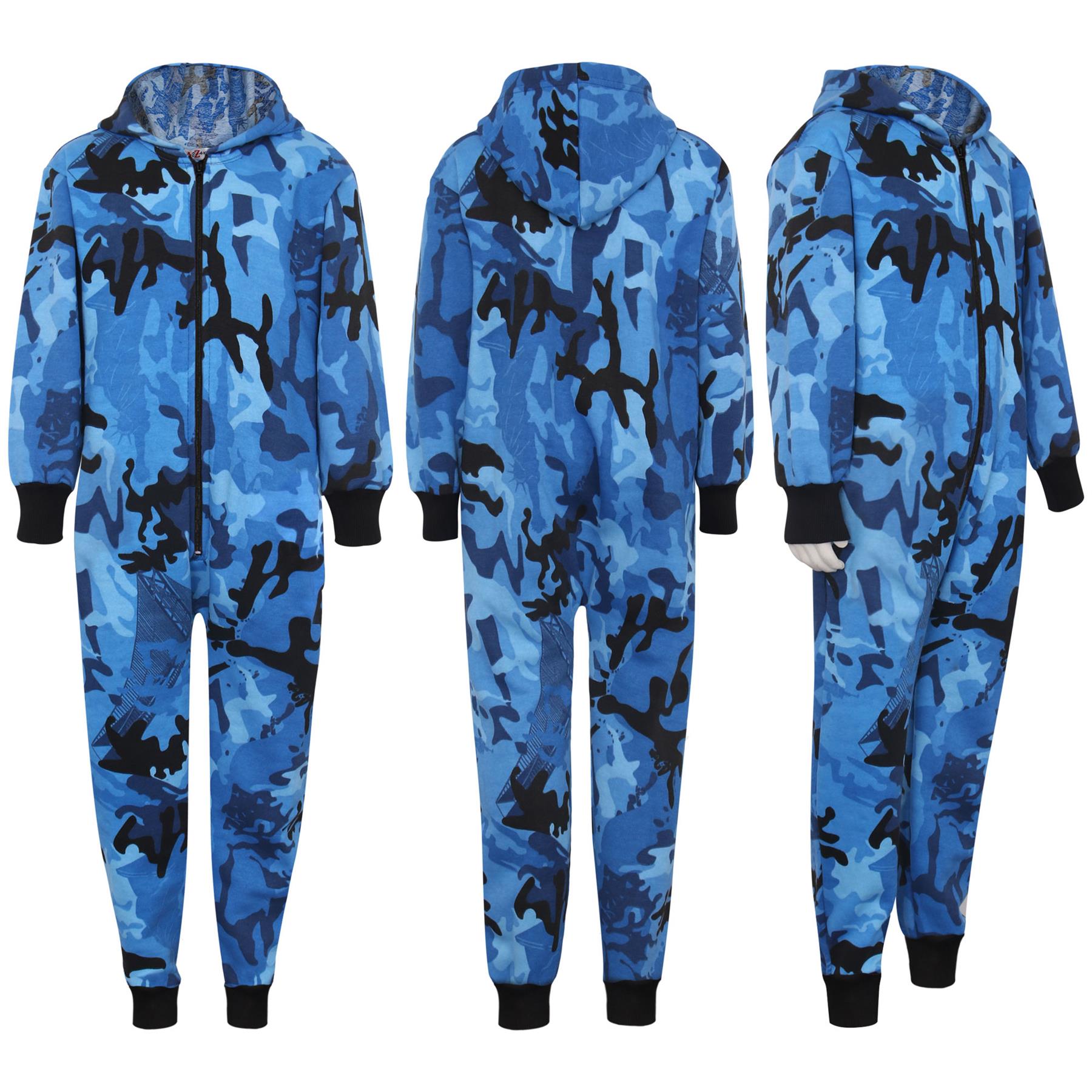 Kids Girls Boys Camouflage Blue Print A2Z One Piece Onesie