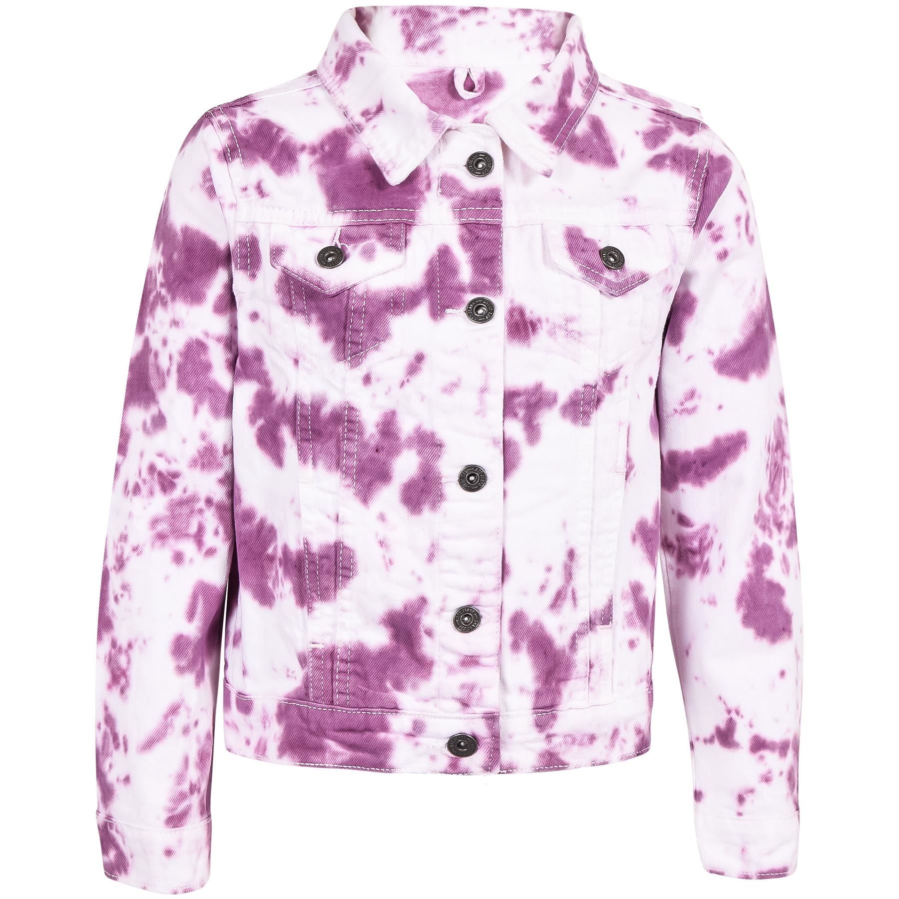 Kids Girls Tie Dye Printed Lilac Denim Jacket