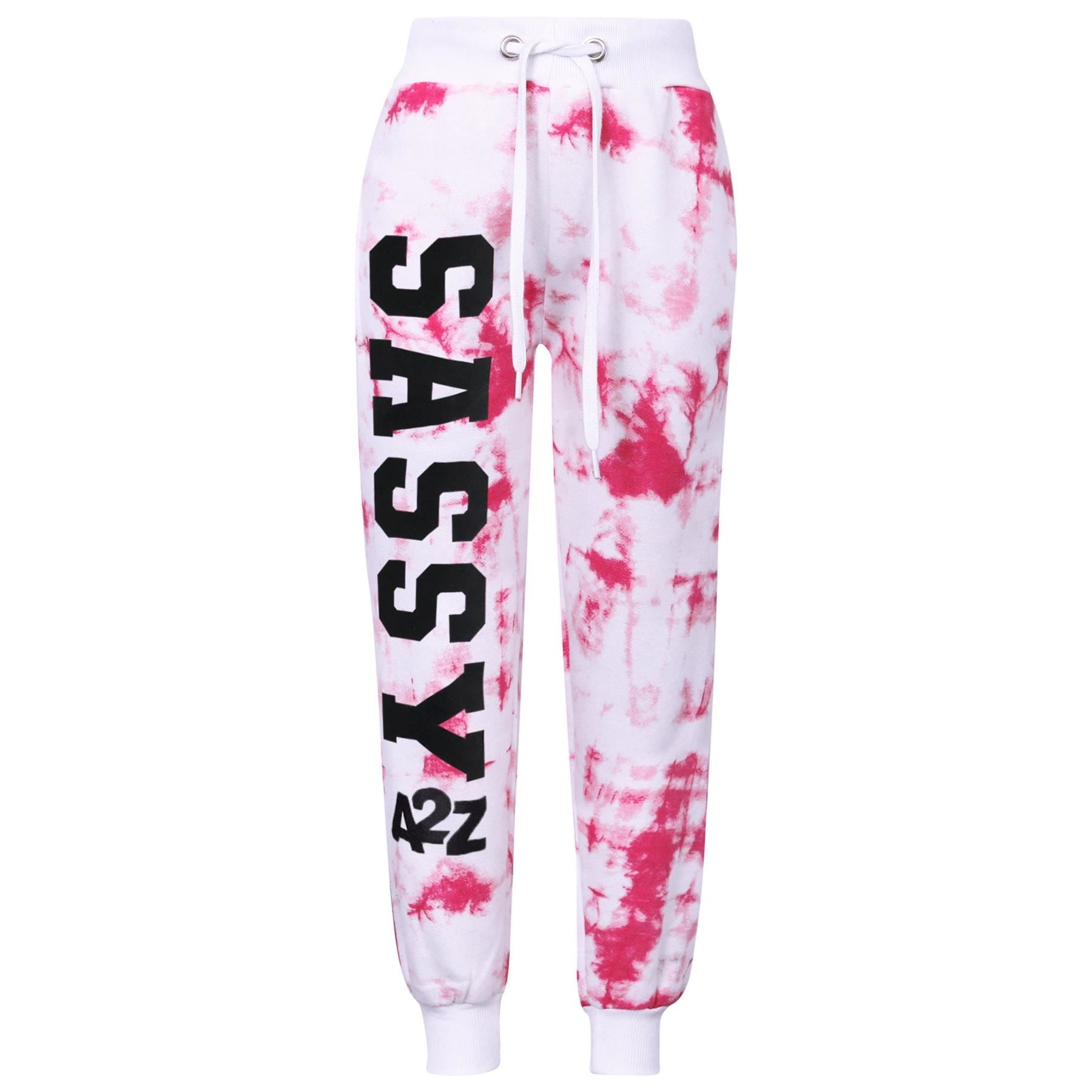 Kids Girls Sassy Print Tracksuit Hooded Top & Bottom Jogging Suit