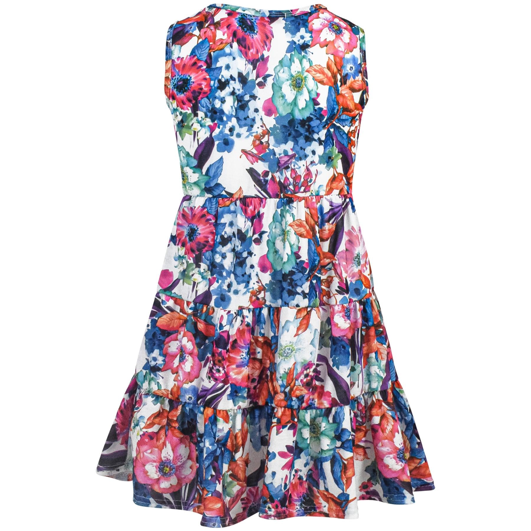 Girls Abstract Floral Print Ruffle Dress