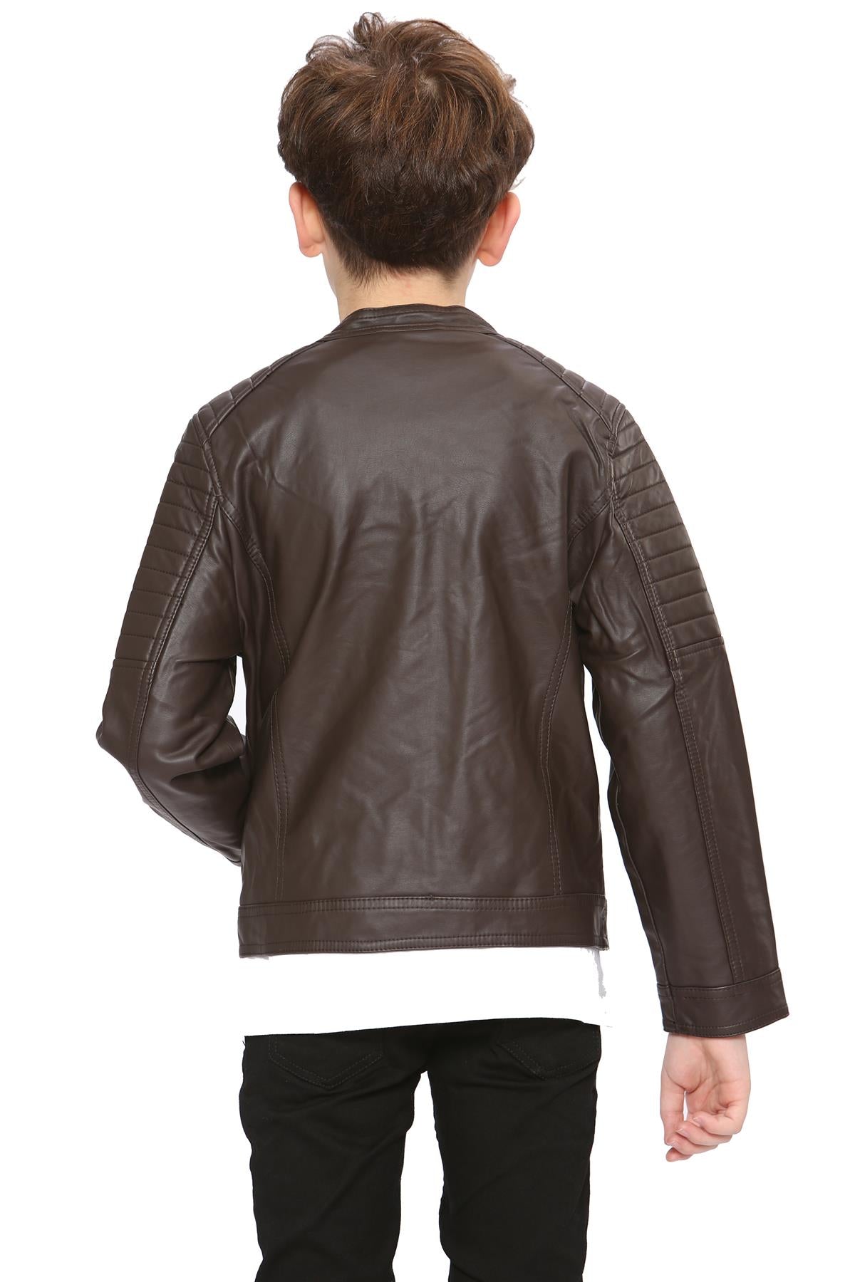 Kids Motorcycle Biker Boys Stylish Leather Jacket - Kids Clothing Store