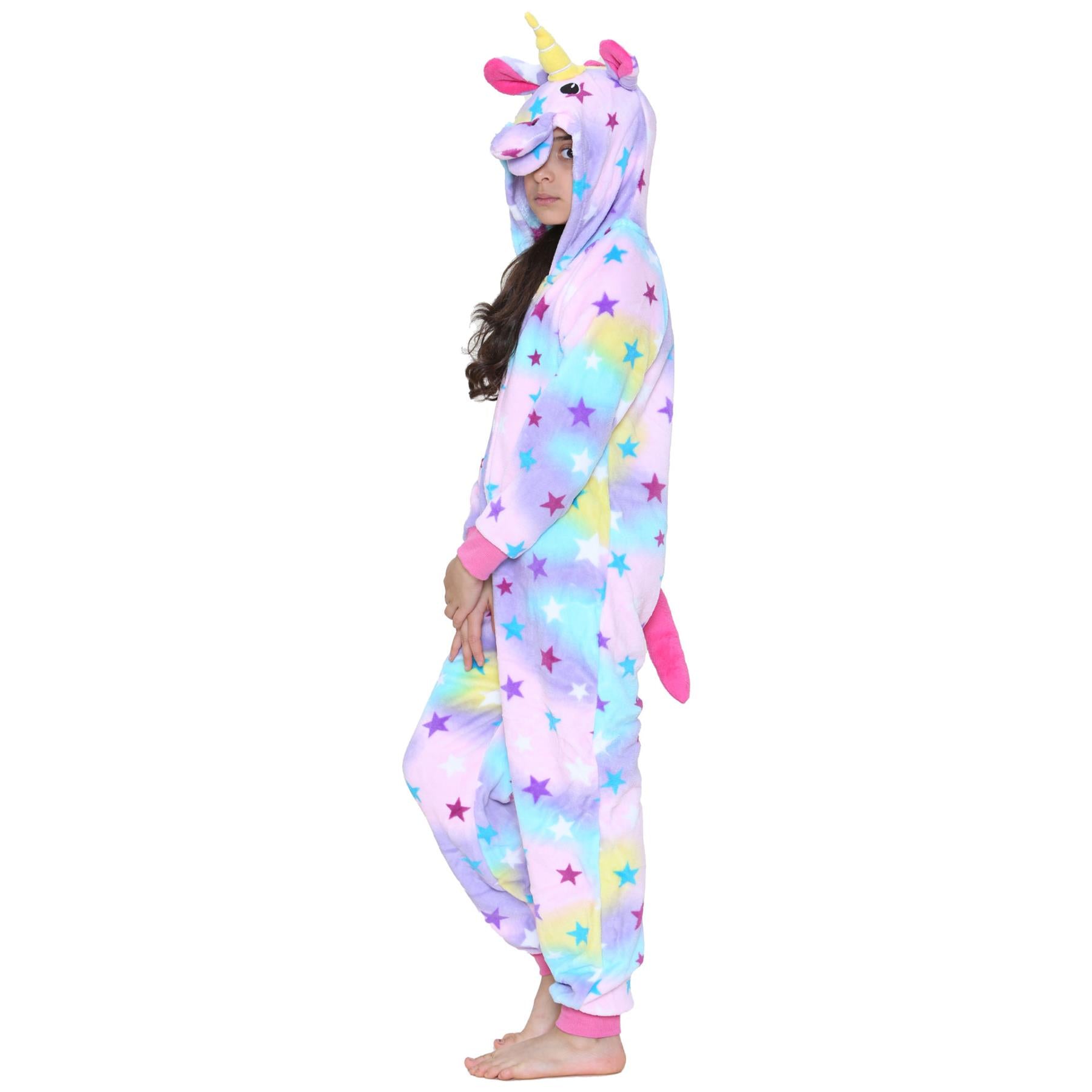 Kids Girl A2Z Onesie One Piece Unicorn Star Print Pyjamas World Book Day Costume