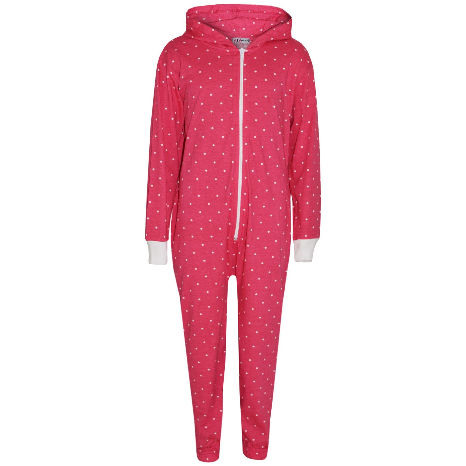 Kid Girls Polka Dot Cotton A2Z One Piece Pink Hooded Onesie