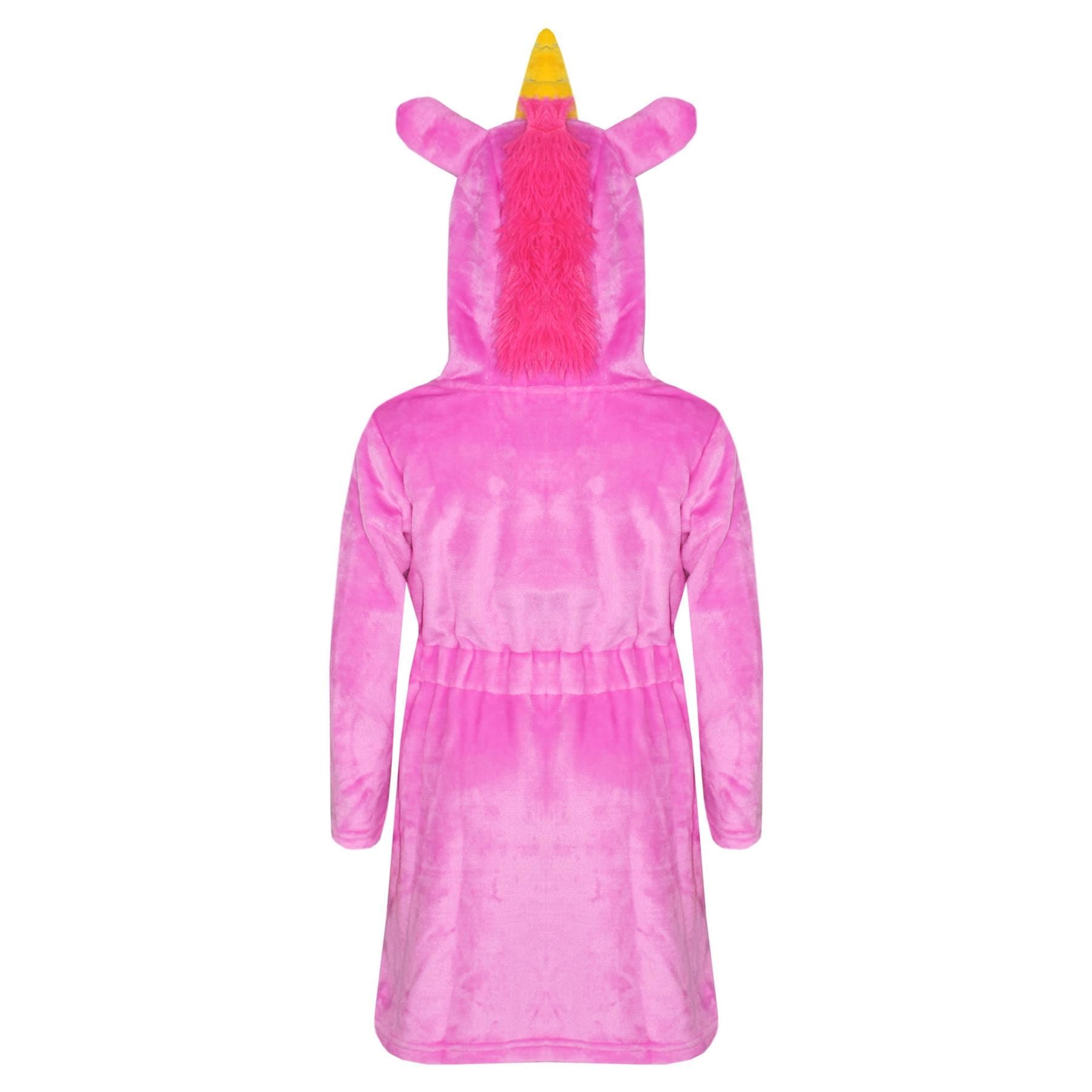 Kids Girls Boys Super Soft 3D Animal Unicorn Cerise Hooded Bathrobe