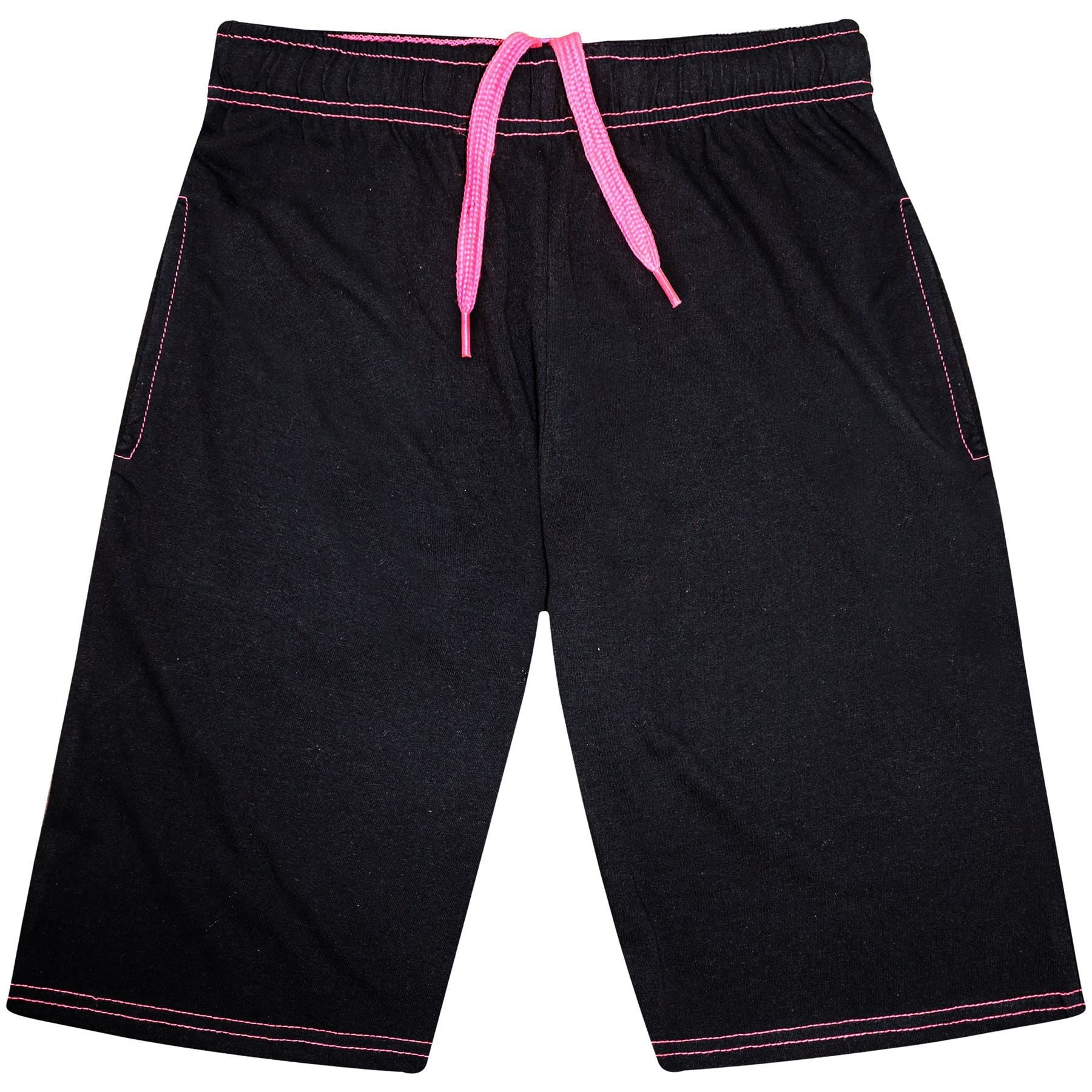 Kids Girls 100% Cotton Black Summer Shorts