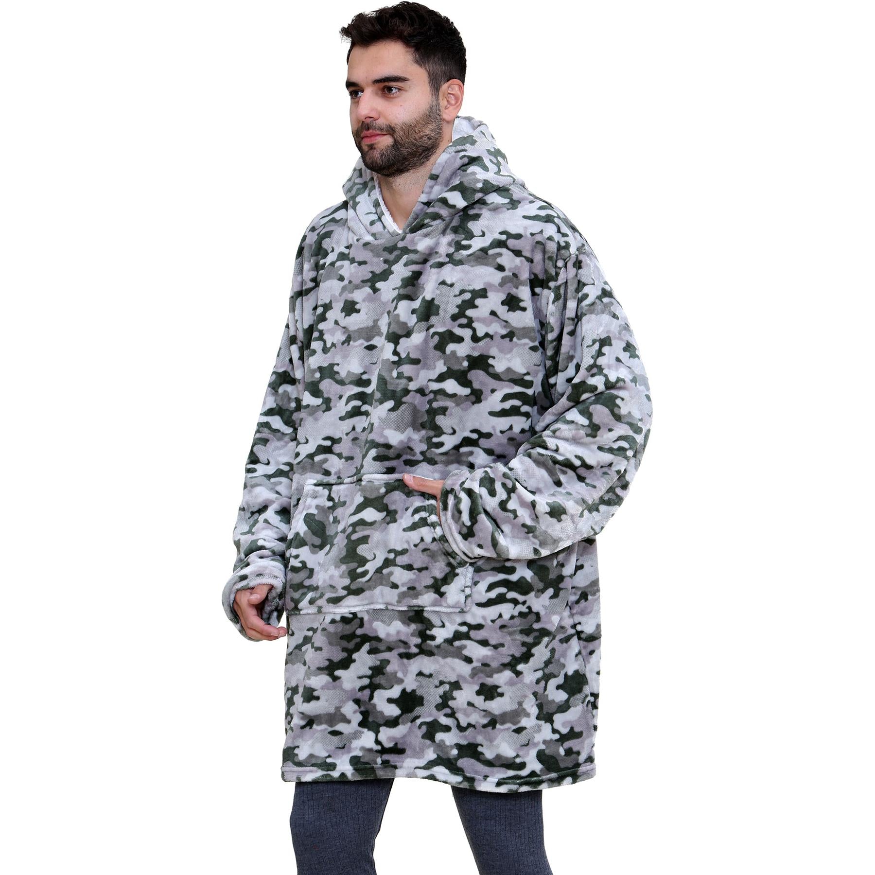 Unisex Men Ladies Oversized Hoodie Animal Snuggle Blanket Super Soft Warm Fleece