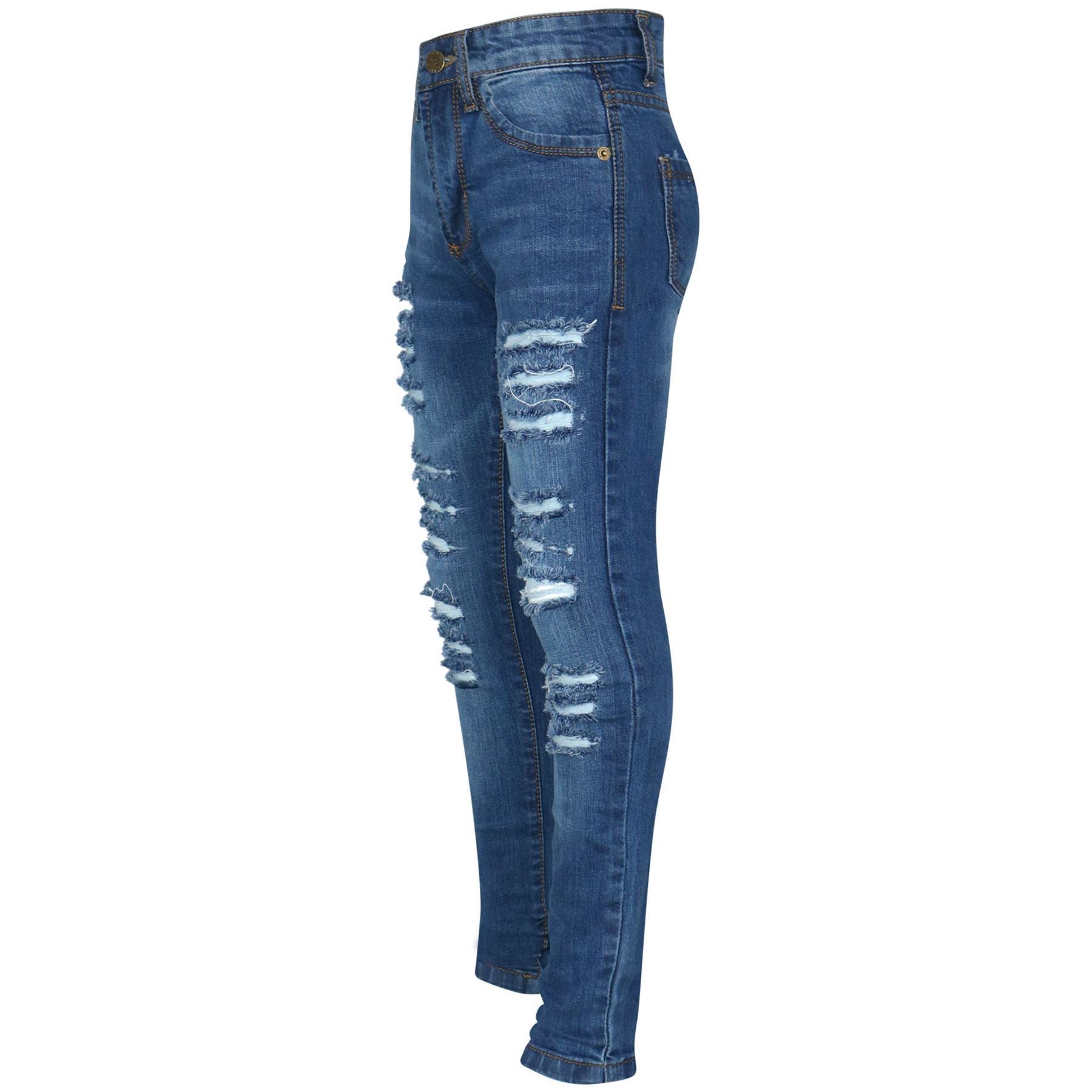 Girls Denim Ripped Skinny Jeans Lightweight Pants