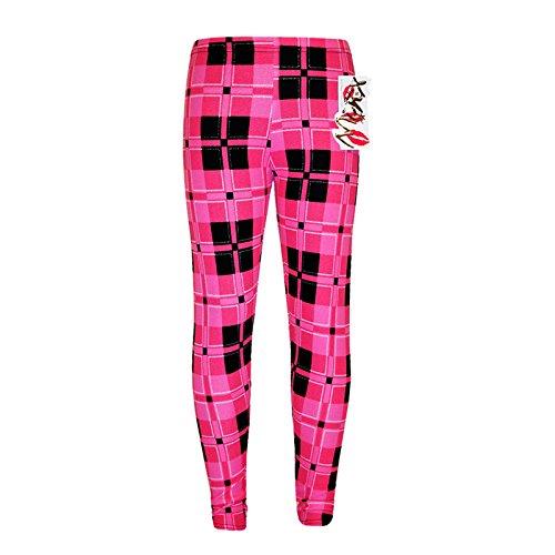 Kids Girls Pink Tartan Check Print Legging Midi Skater Dress Crop Top Playsuit