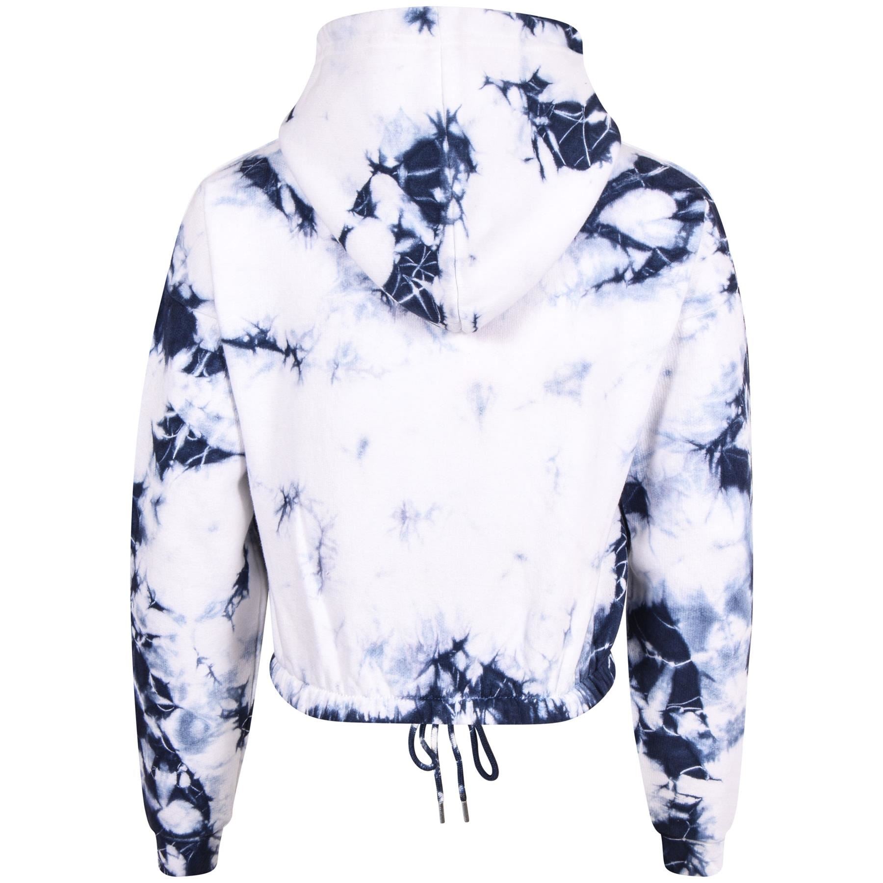 Kids Girls Tie Dye Printed Navy Cropped Hoodie & Bottom Tracksuit