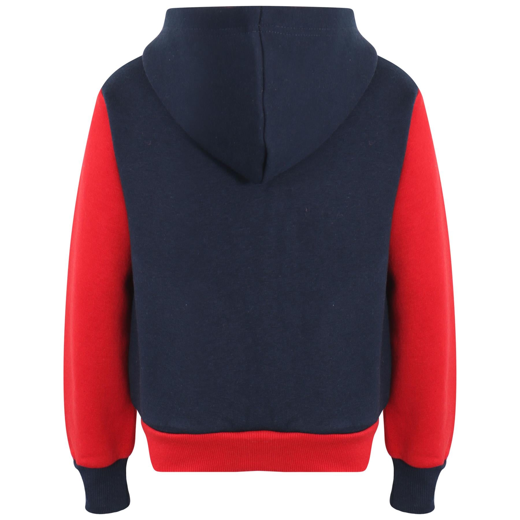 Kids Girls Boys Plain Navy & Red Hoodie Bottom Jogging Suit