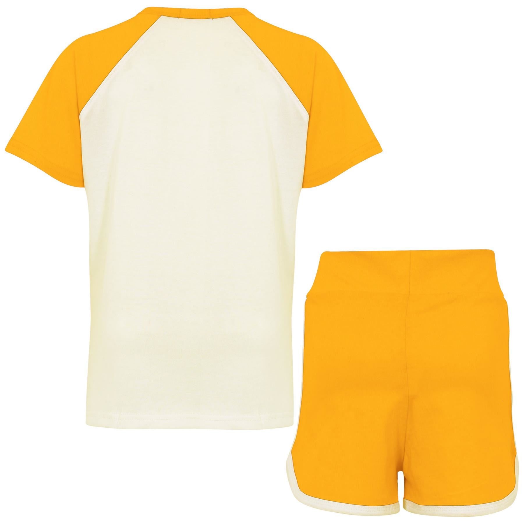 Girls T Shirt Sports Yellow Summer Outfit Shorts Set