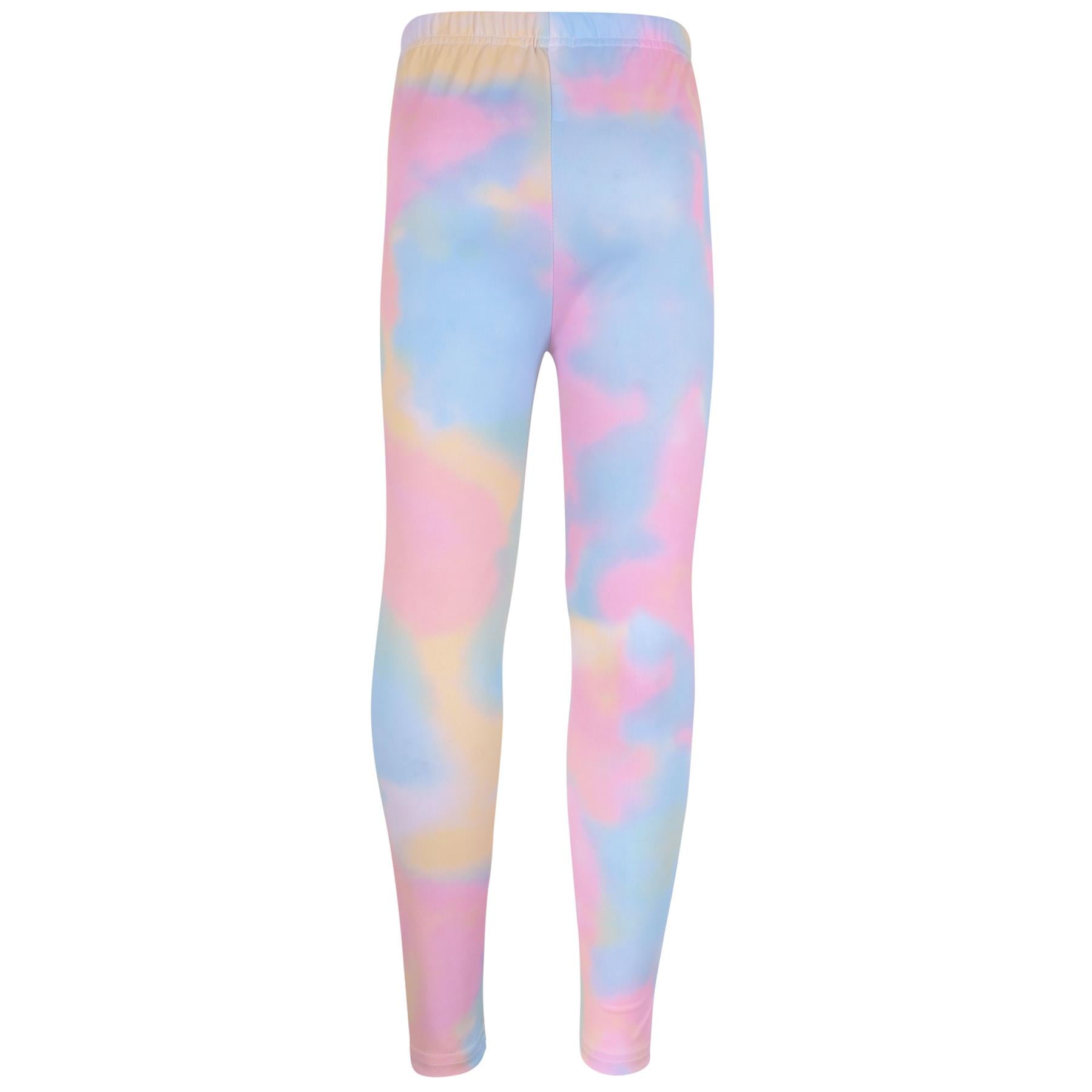 Girls Tie Dye Print Rainbow Soft Stretchy Fashion Leggings