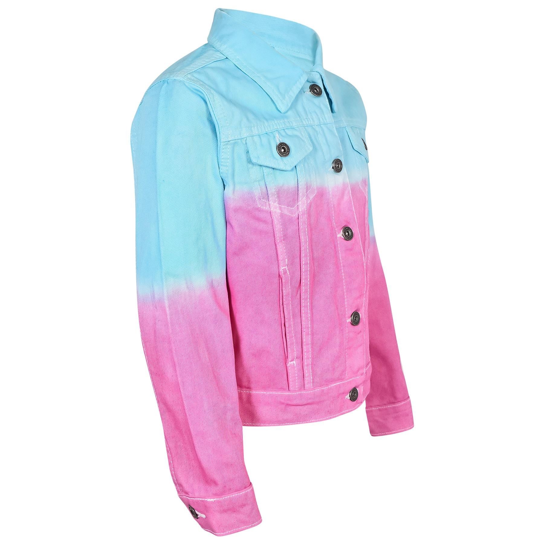 Kids Girls Tie Dye Printed Pink Denim Jacket