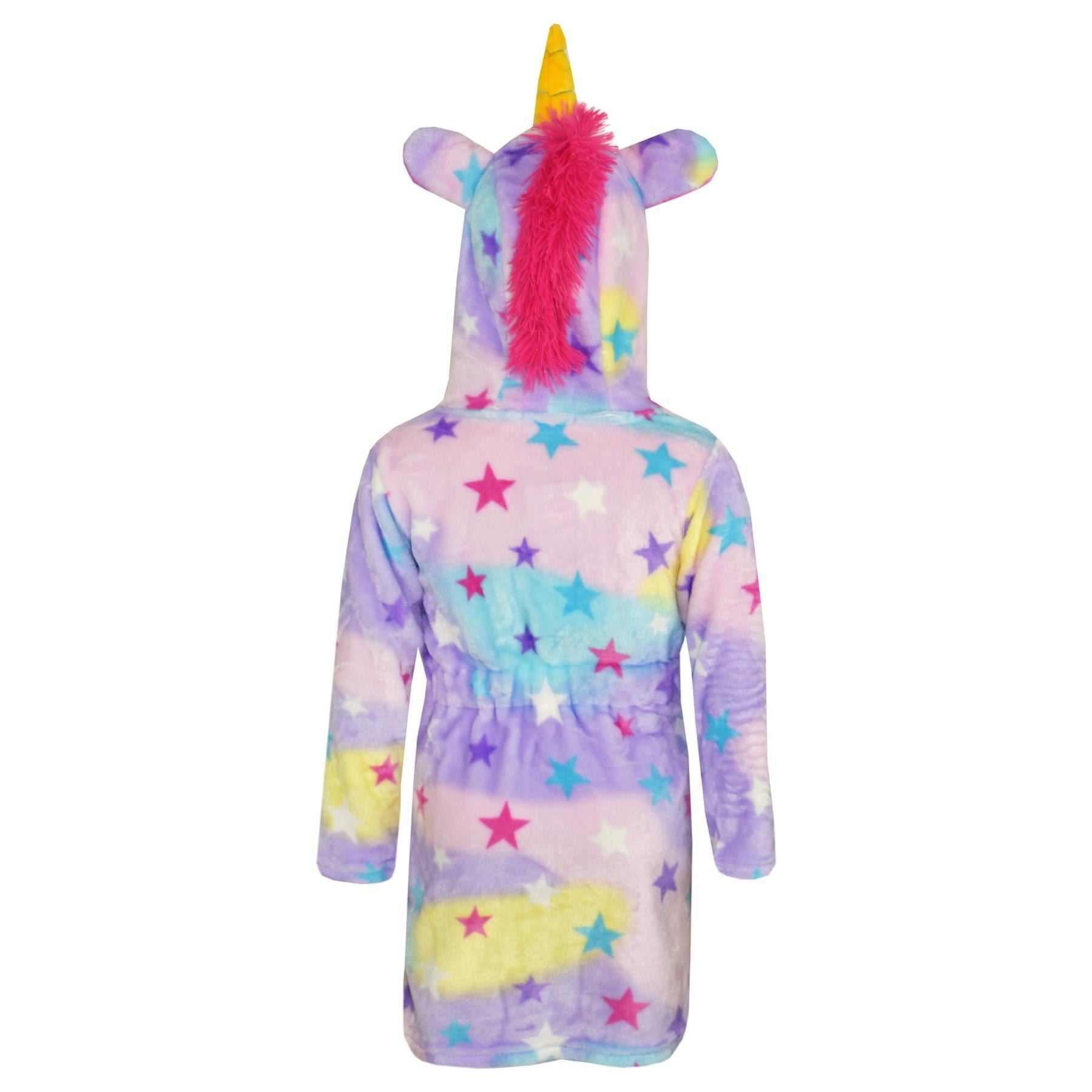 Kids Girls Boys Super Soft 3D Animal Unicorn Stars Print Hooded Bathrobe