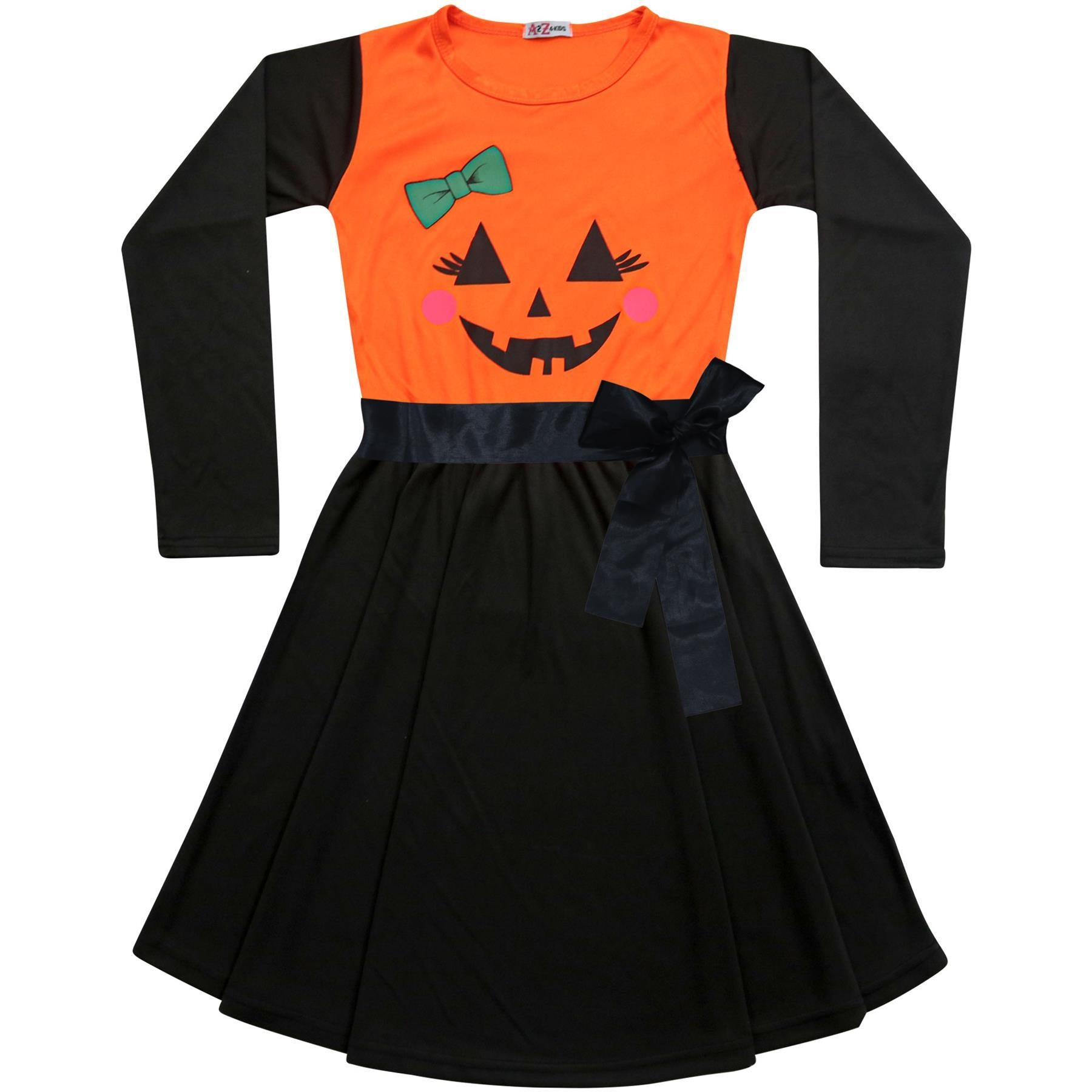 Kids Girls Halloween Skater Dress Xmas Party Dresses