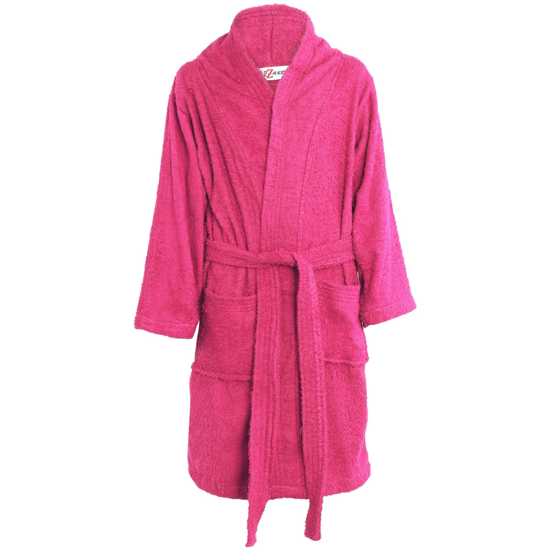 Kids Cotton Bathrobe Pink Dressing Gown Girls 5-13 Years