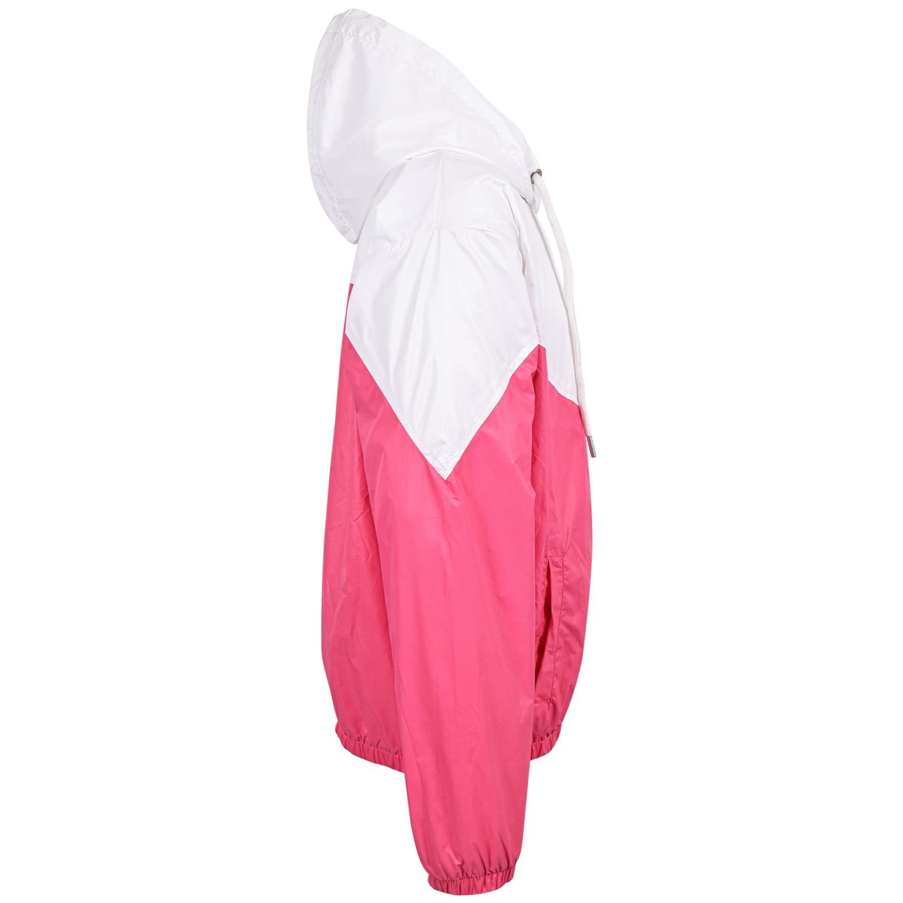 Girls Boys Contrast Panelled Lightweight Pink Windbreaker Jacket