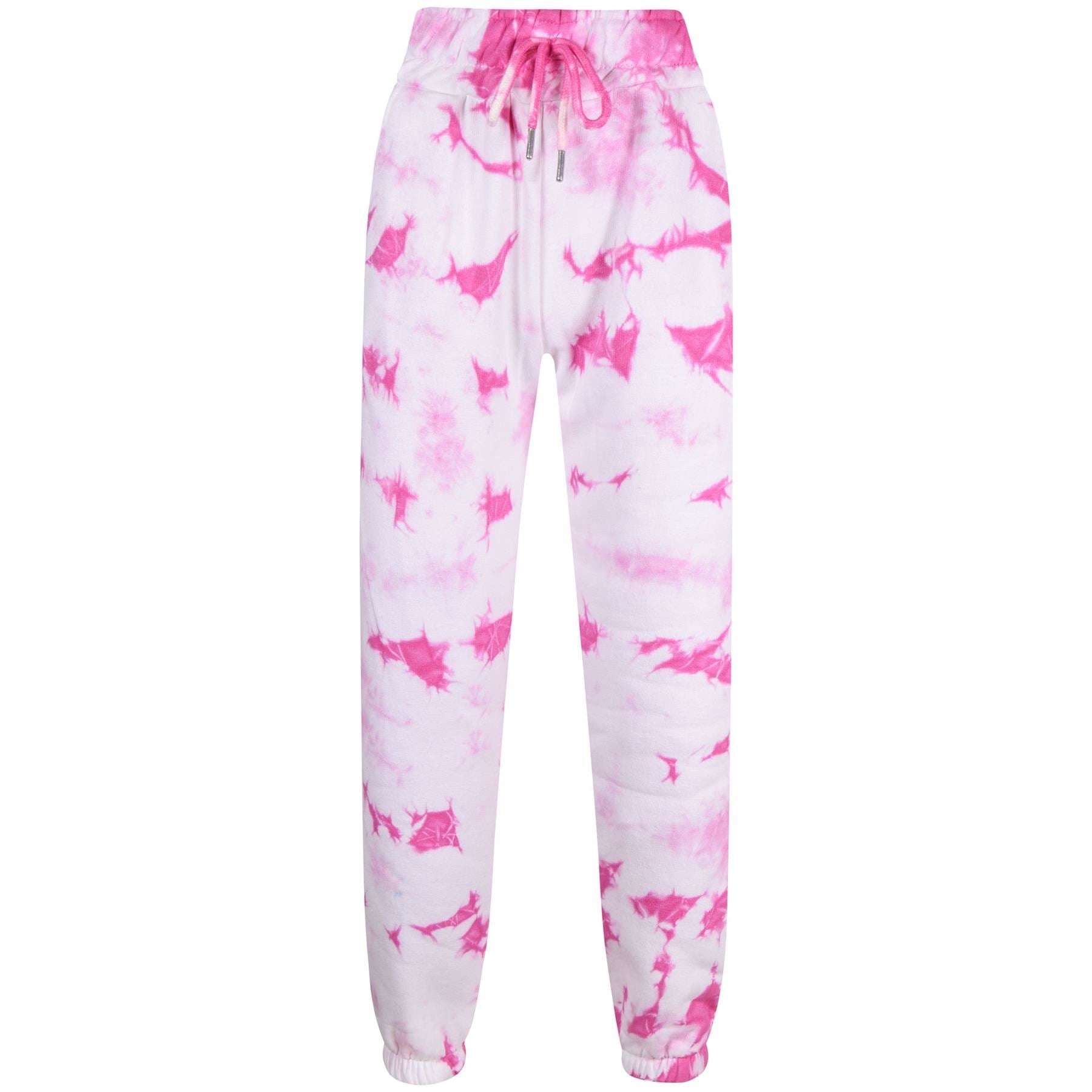 Kids Girls Tie Dye Tracksuit Gym Cropped Hoodie Sweatpants