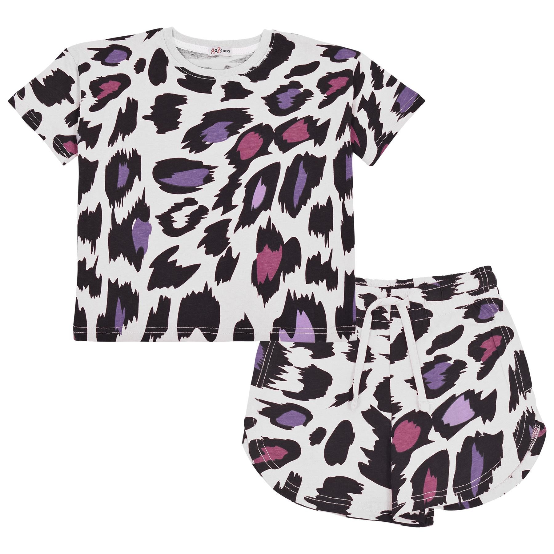 Kids T-Shirt & Shorts Leopard White Set Summer 2 Piece