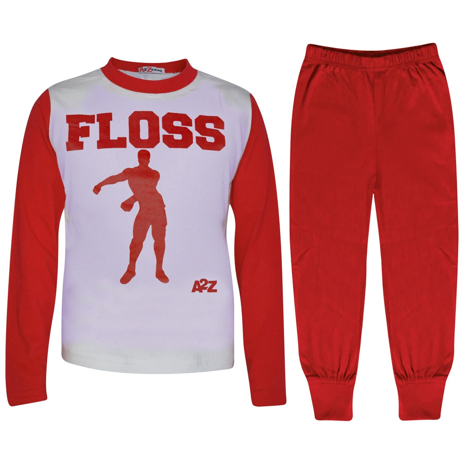 Kids Boys Girls Pyjamas Red Trendy Floss A2Z Print Xmas