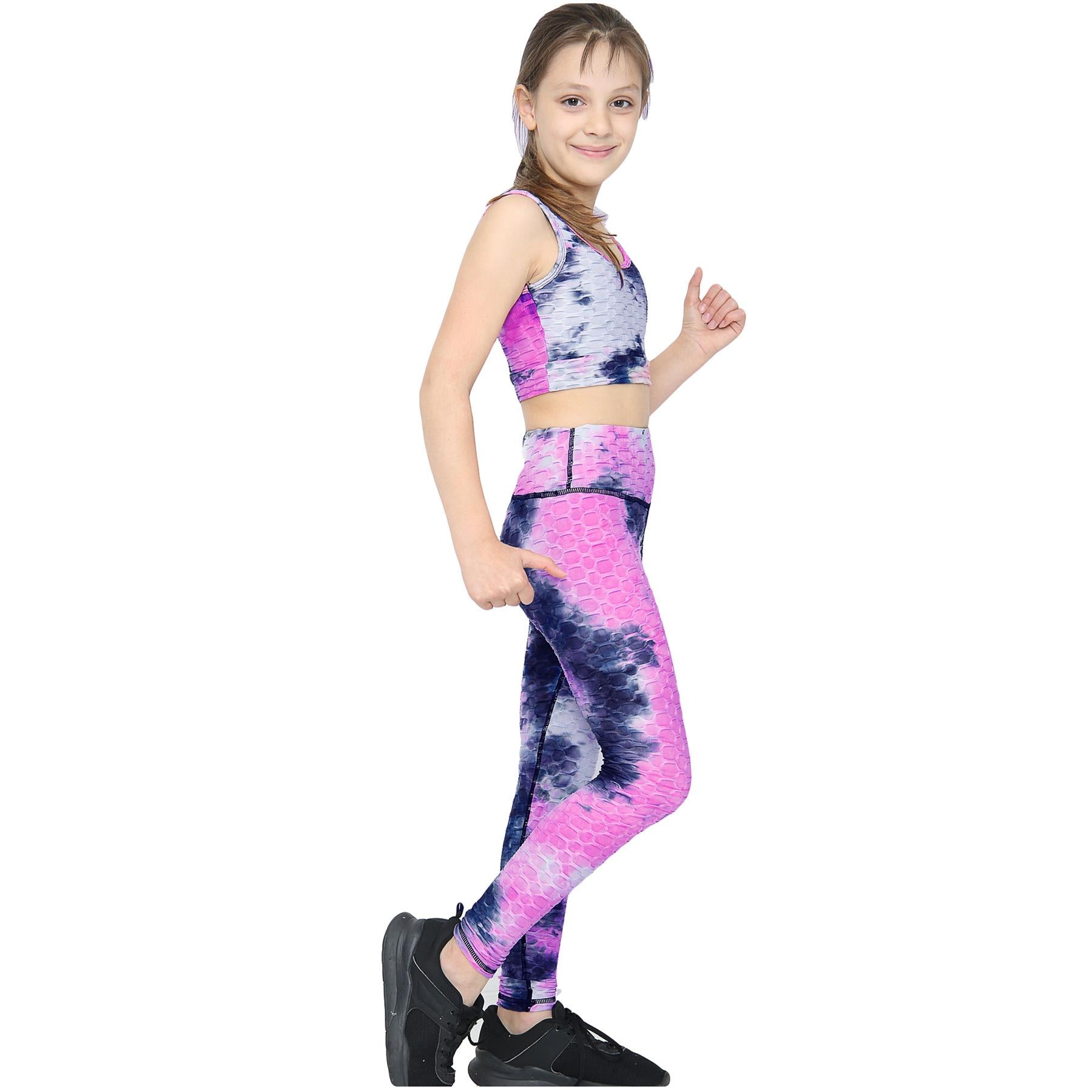 Girls Honeycomb Vest & Legging Summer Yoga Set