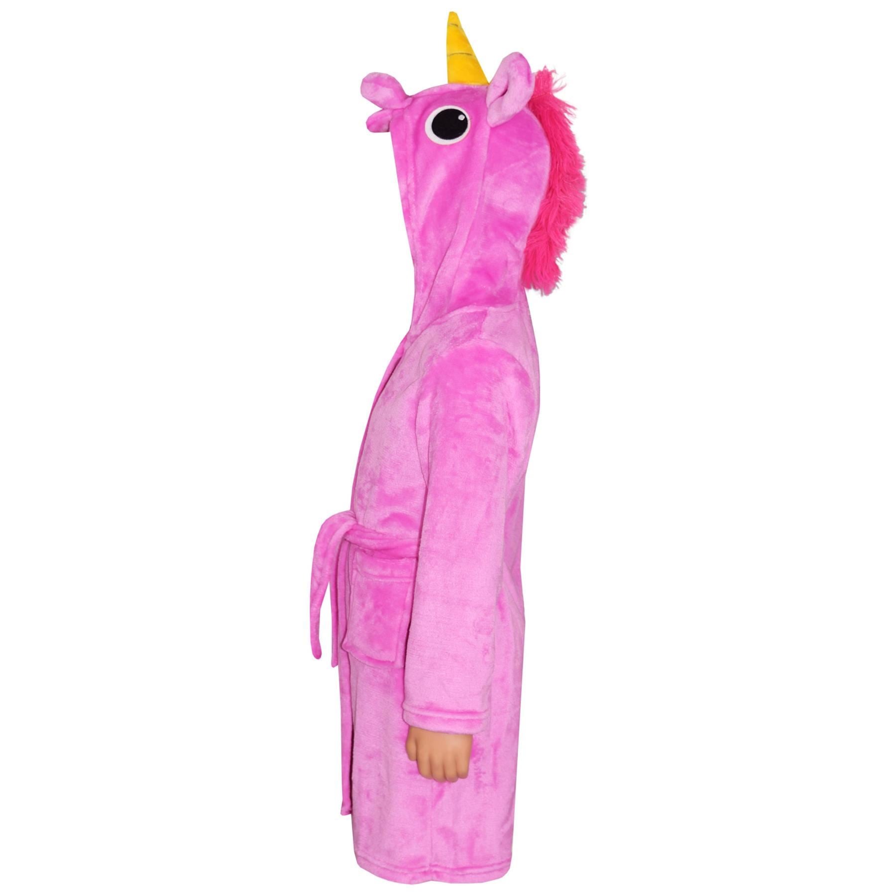 Kids Girls Boys Super Soft 3D Animal Unicorn Cerise Hooded Bathrobe