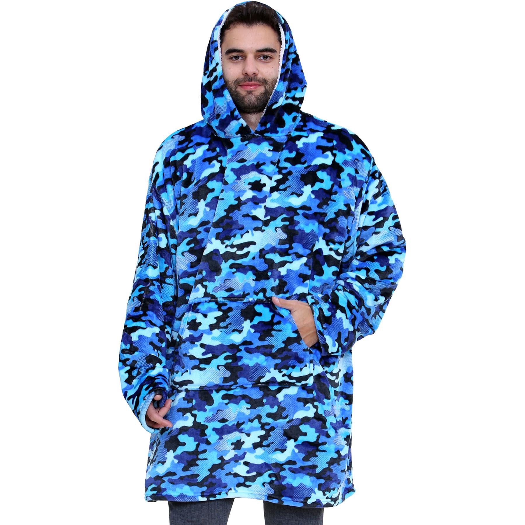 Unisex Men Ladies Oversized Hoodie Animal Snuggle Blanket Super Soft Warm Fleece