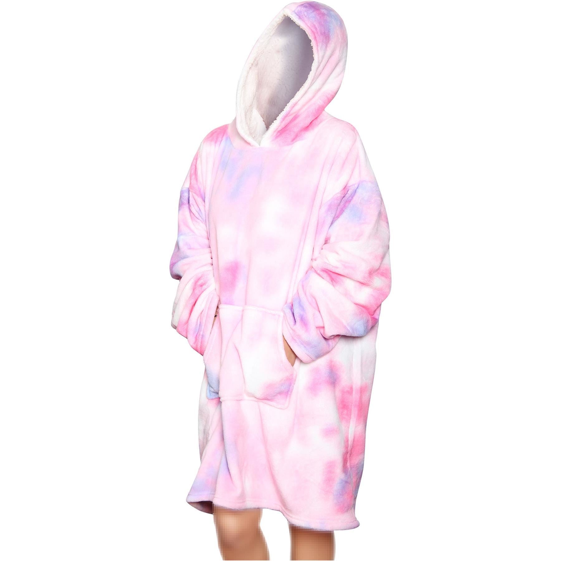 Unisex Mens Ladies Oversized Tie Dye Pink Snuggle Hoodie