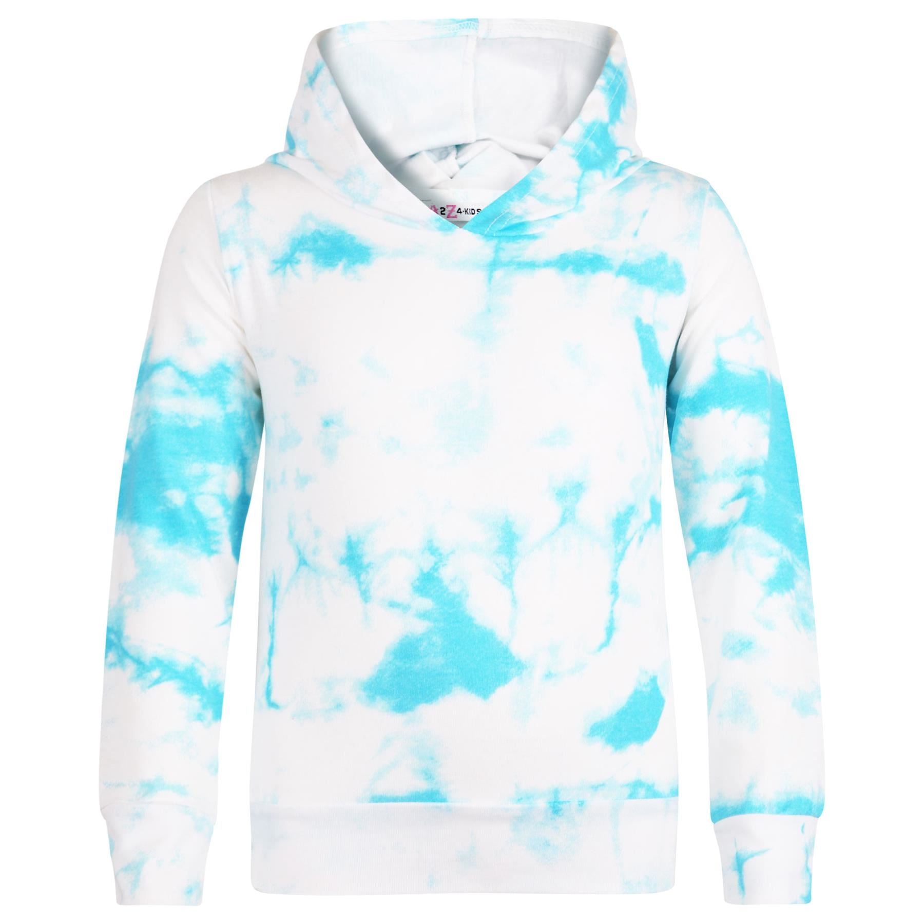 Girls Tie Dye Blue Print Hooded Top & Bottom Outfit Set