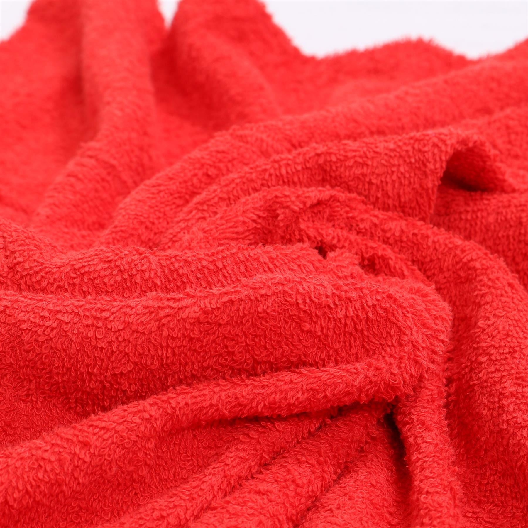 Kids Bathrobe 100% Cotton Red Hooded Bathing Dressing Gown Unisex 2-13 Yrs