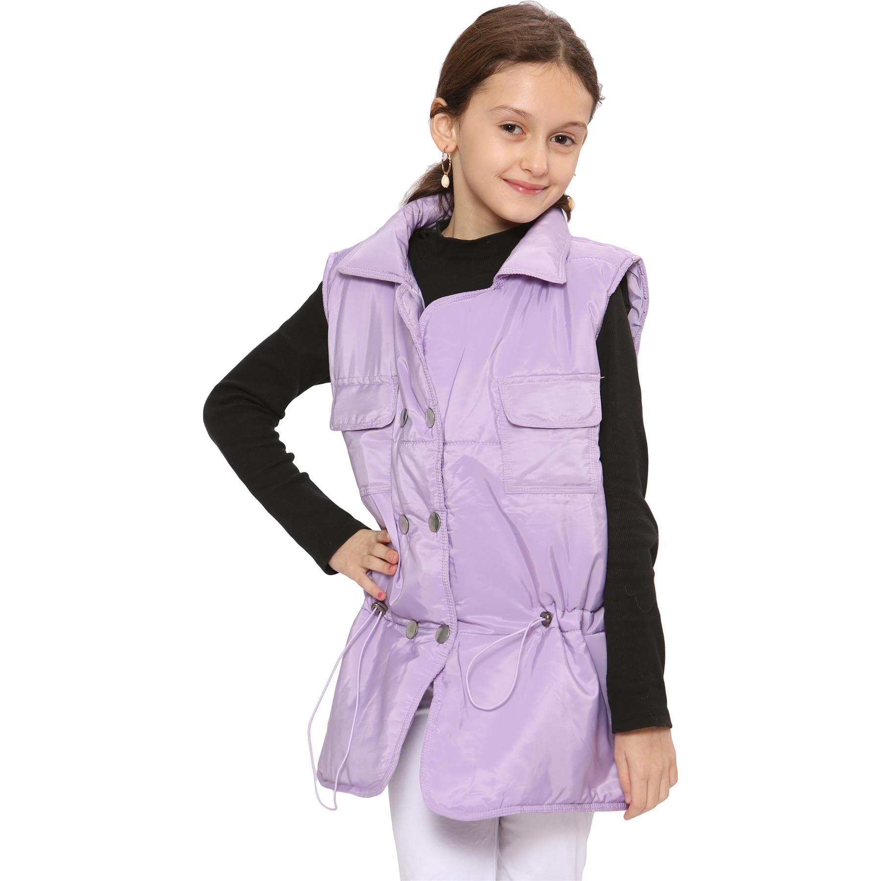 Kids Girls Oversized Style Sleeveless Jacket